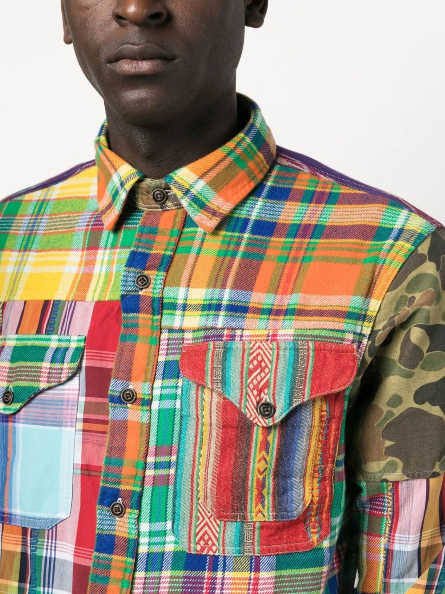 patchwork-design shirt