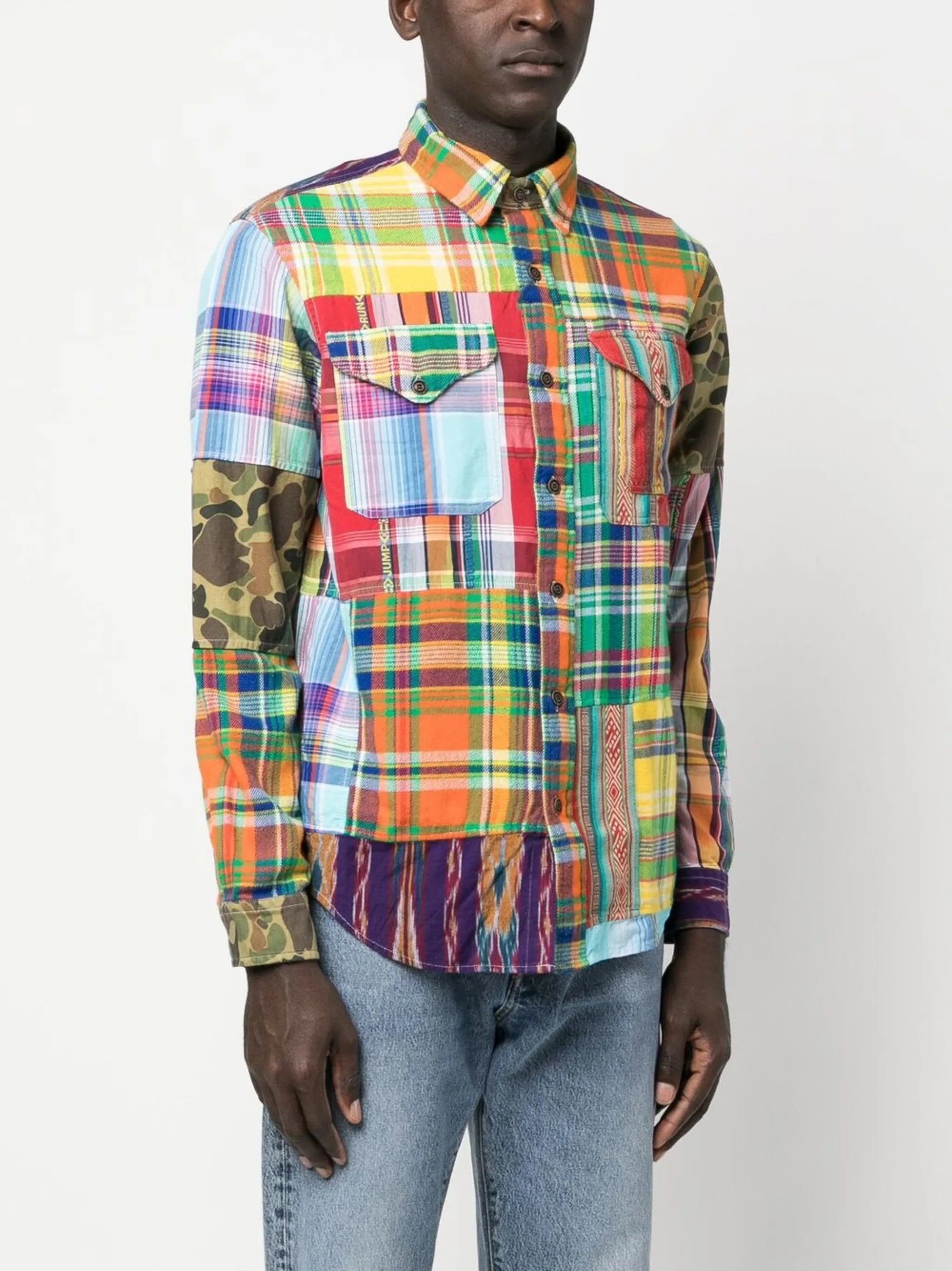 patchwork-design shirt