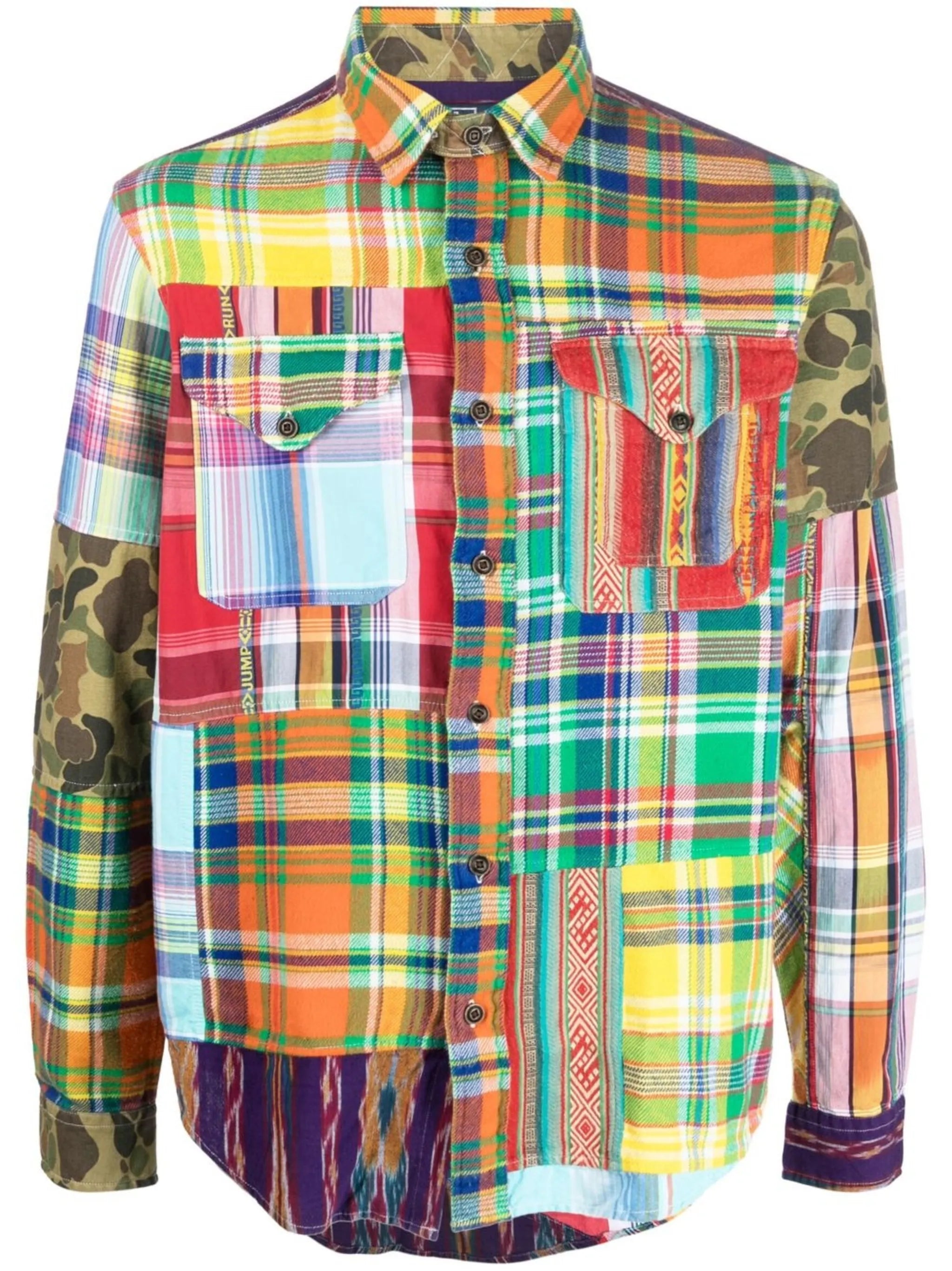patchwork-design shirt