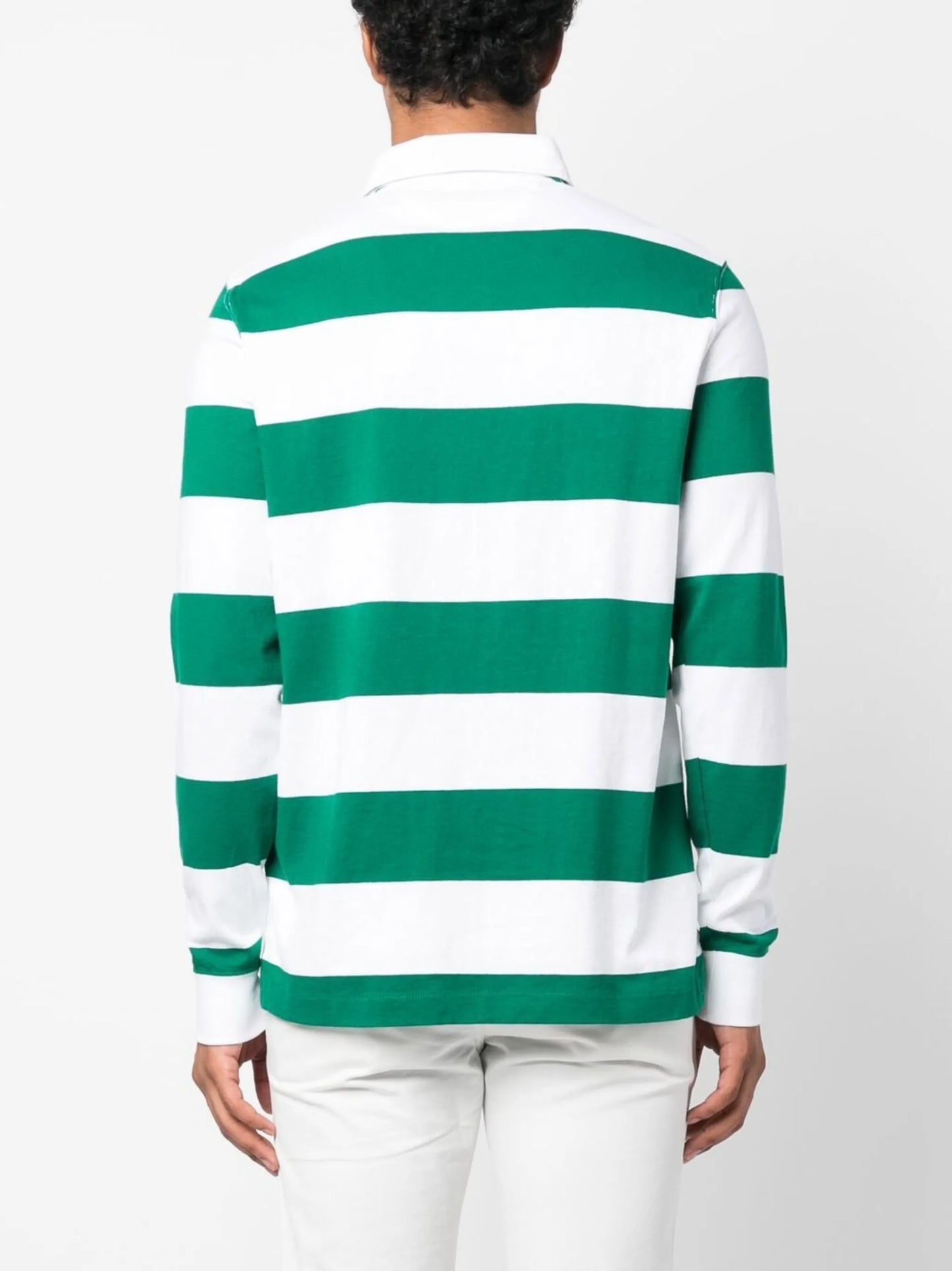 striped logo-embroidered rugby shirt