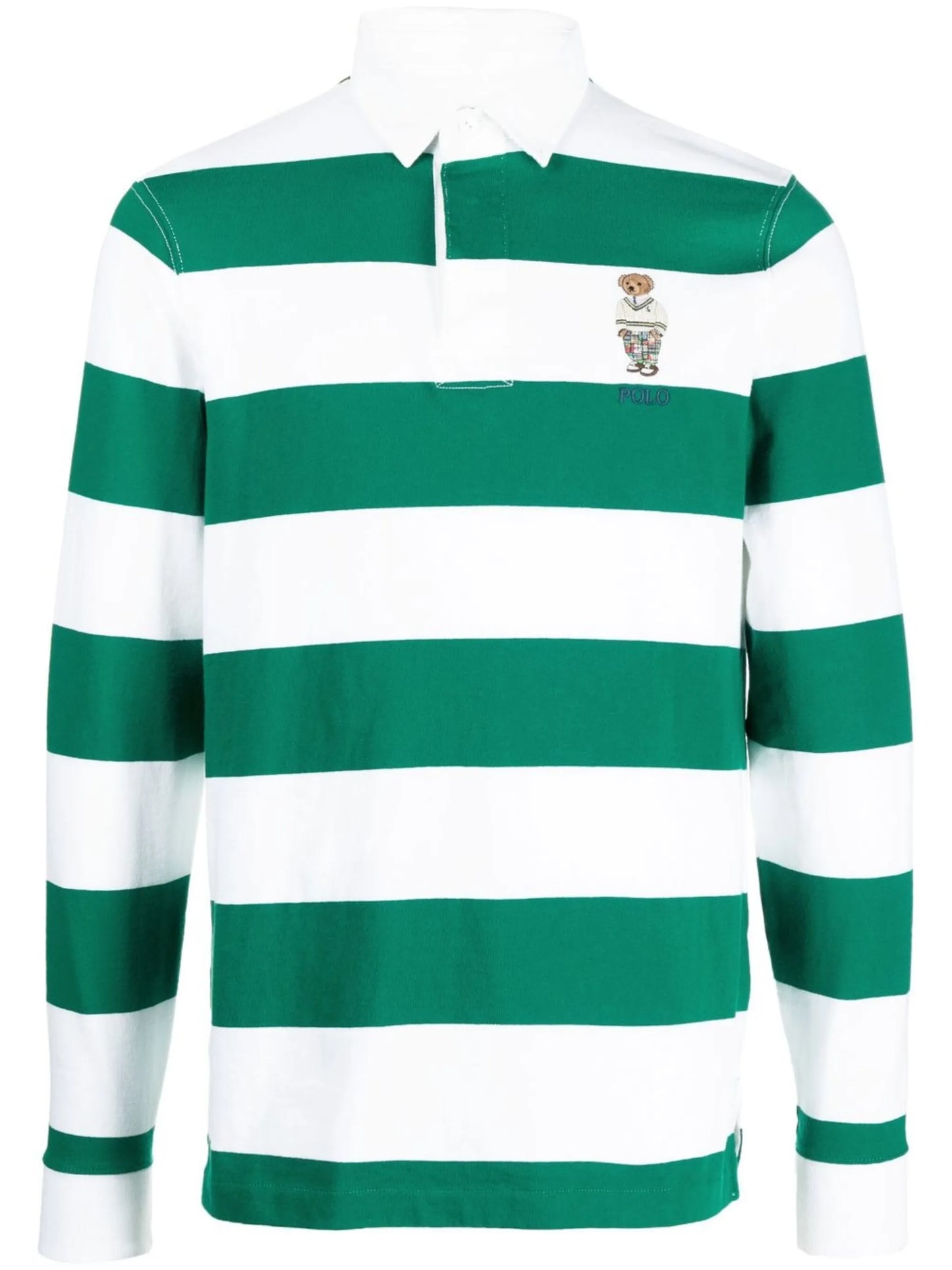 striped logo-embroidered rugby shirt