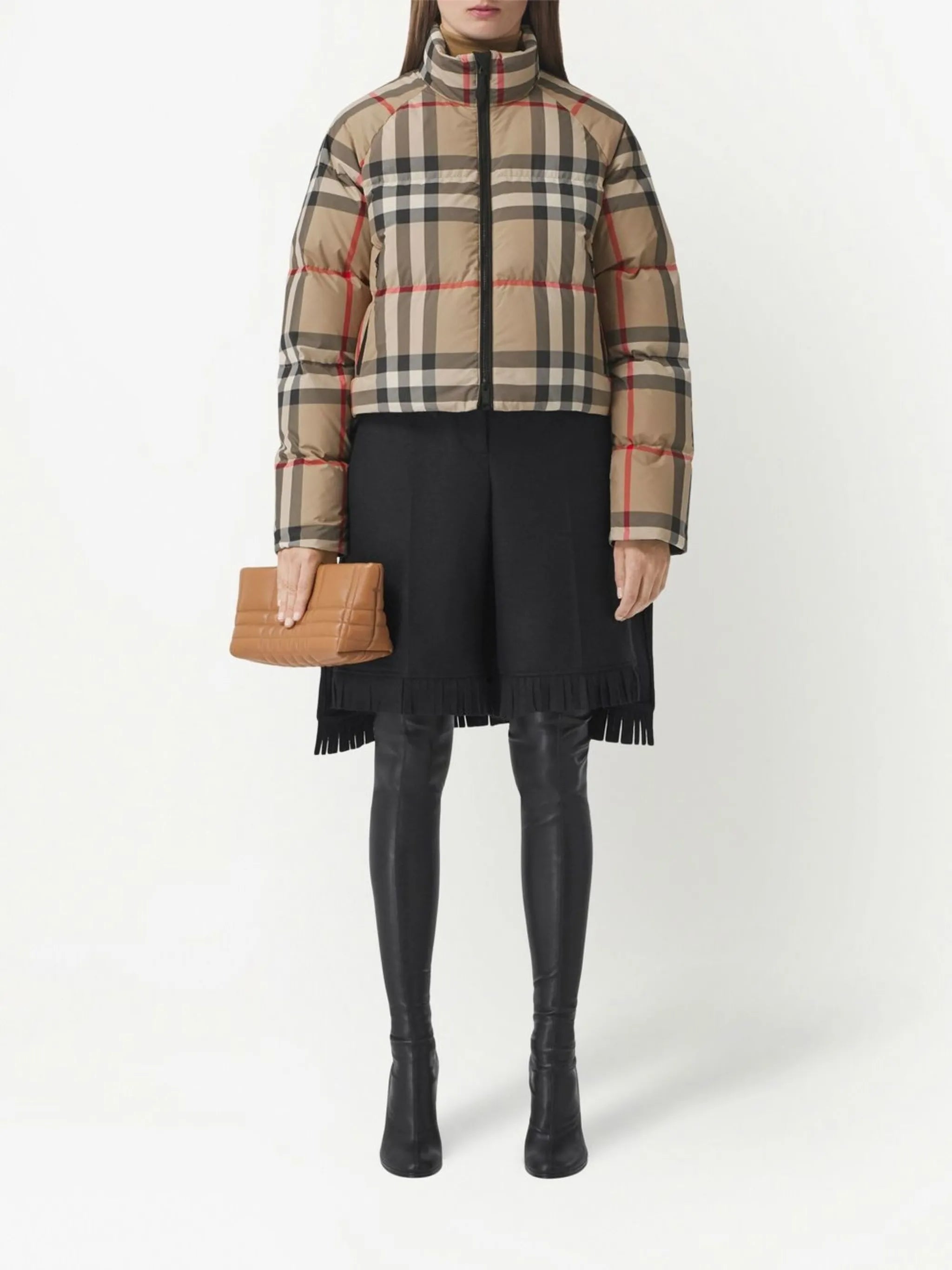 Vintage Check cropped puffer jacket