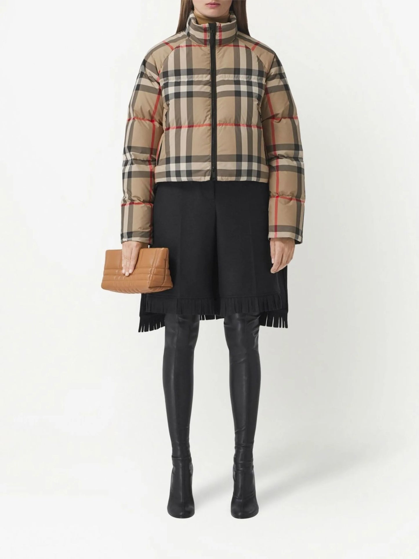 Vintage Check cropped puffer jacket