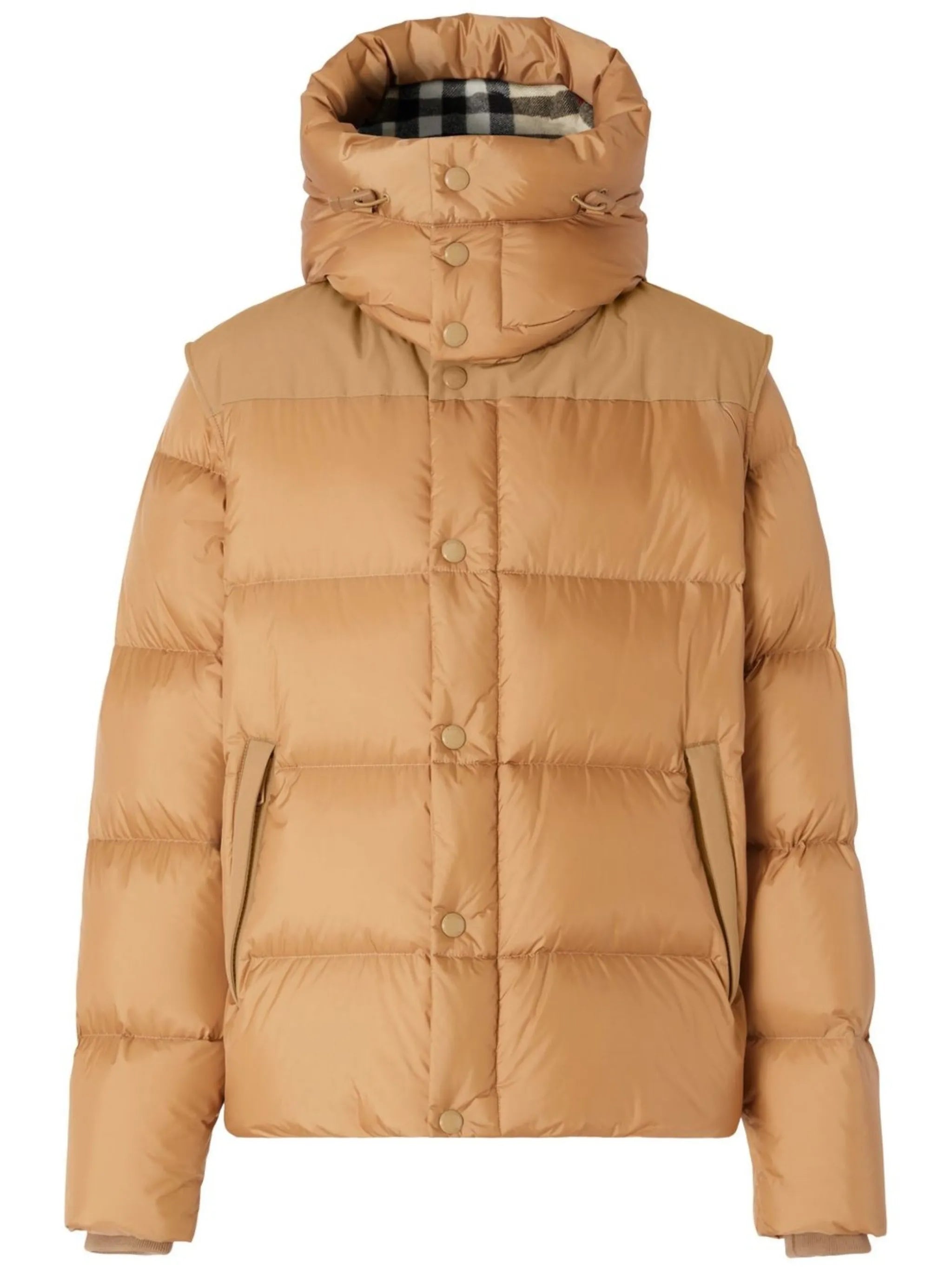 detachable-sleeves hooded puffer jacket