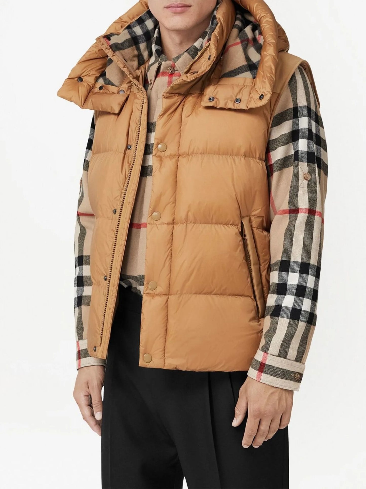 detachable-sleeves hooded puffer jacket