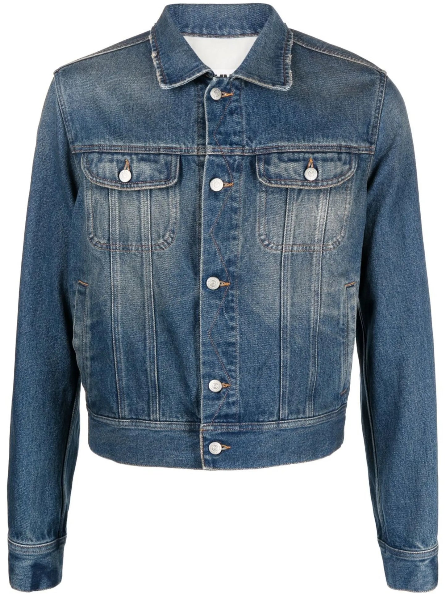 washed-effect button-up denim jacket