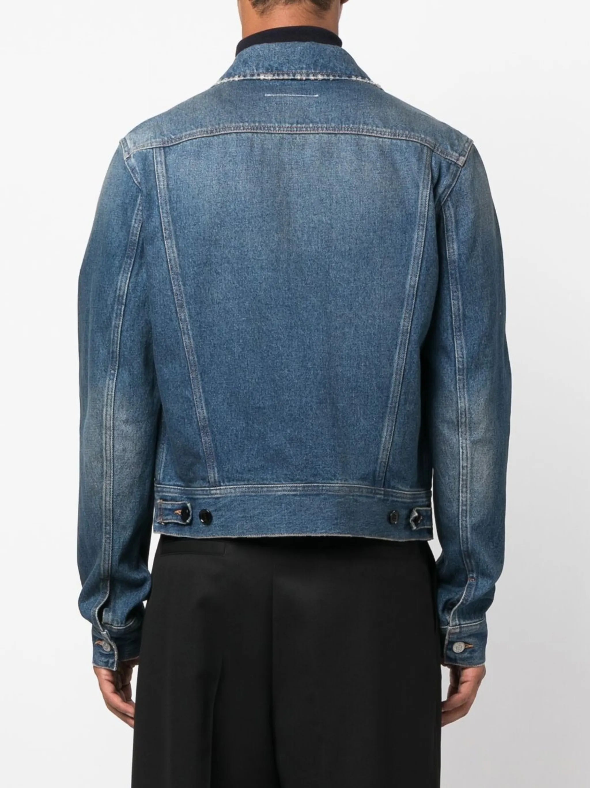 washed-effect button-up denim jacket