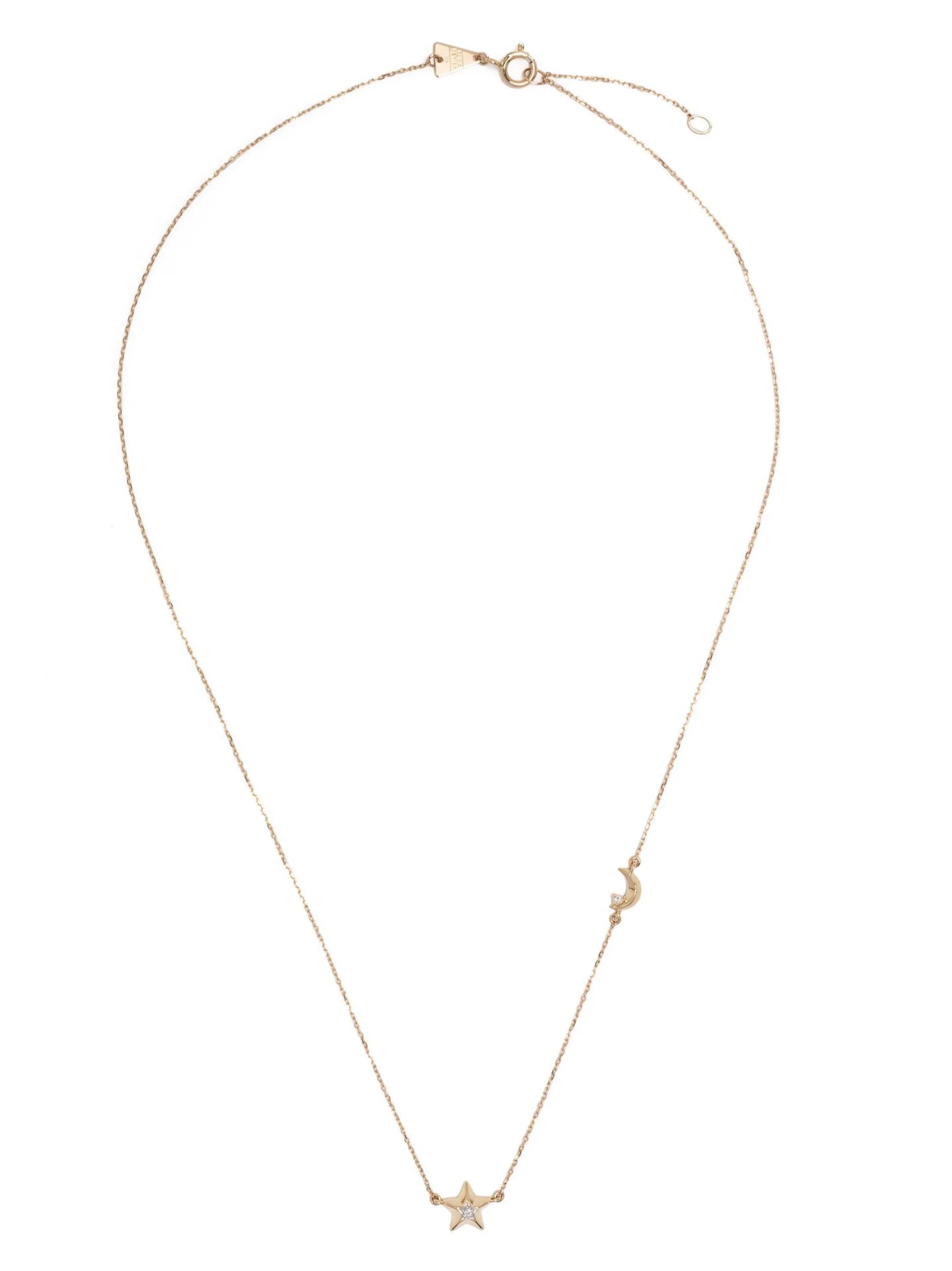 3D Moon and Star diamond necklace