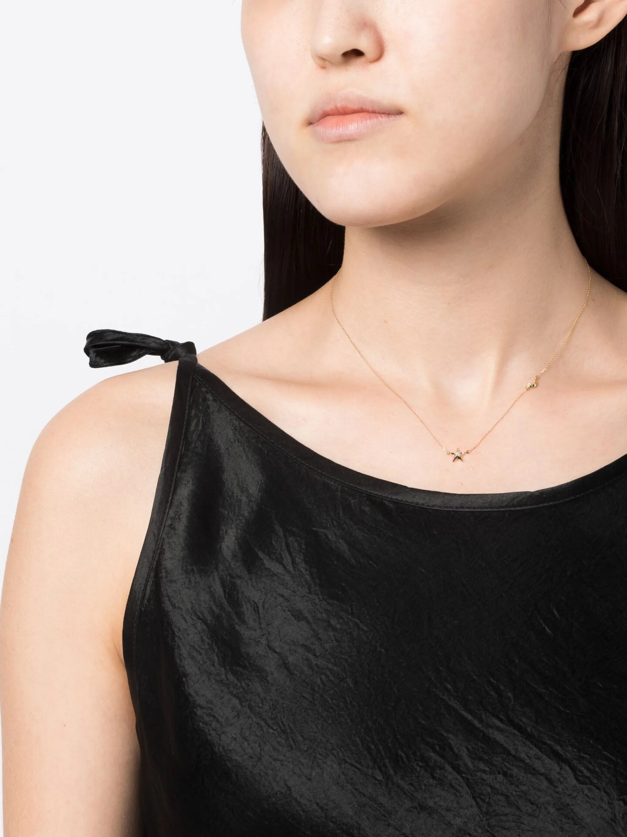 3D Moon and Star diamond necklace