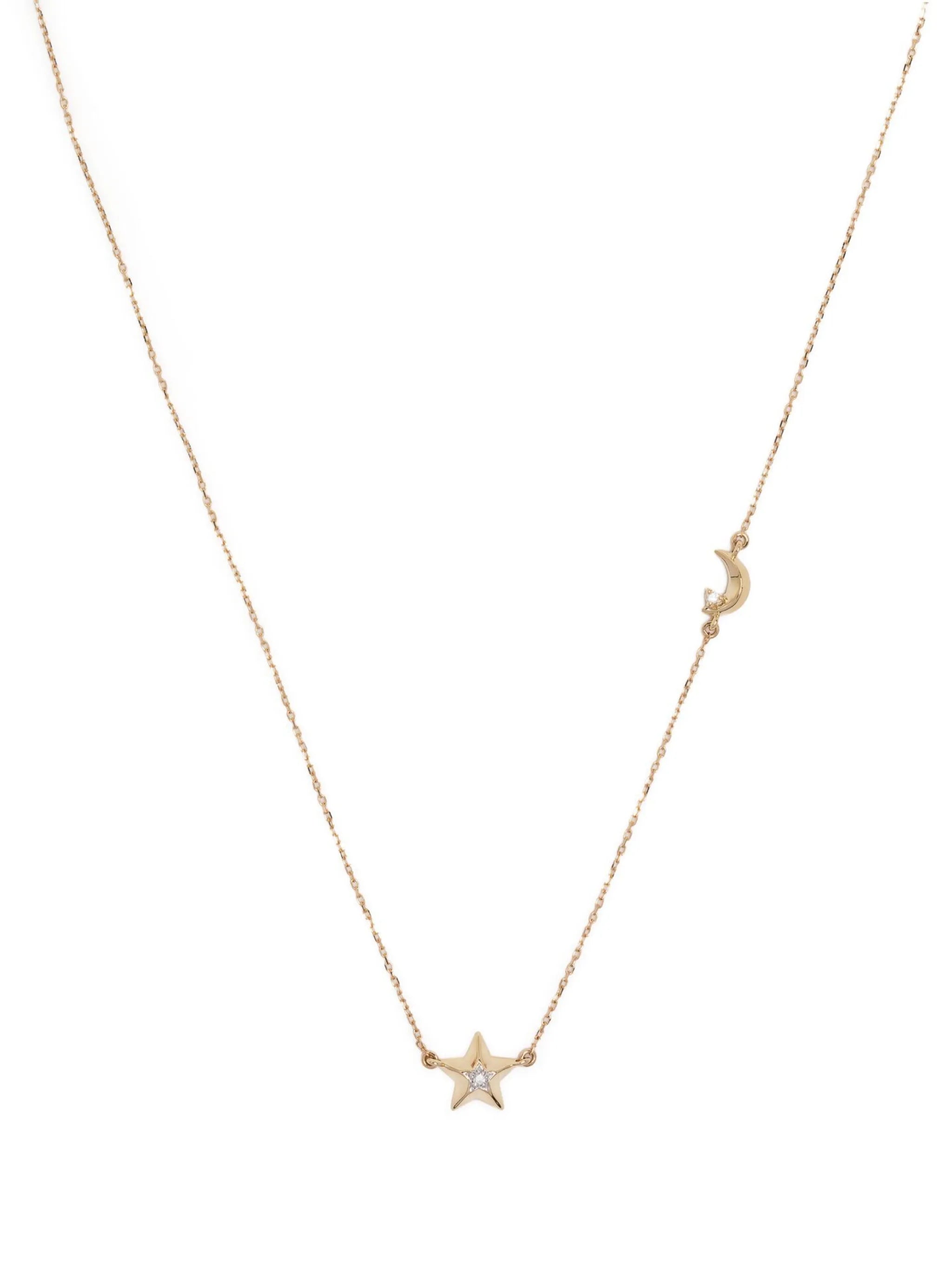 3D Moon and Star diamond necklace
