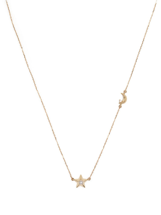 3D Moon and Star diamond necklace