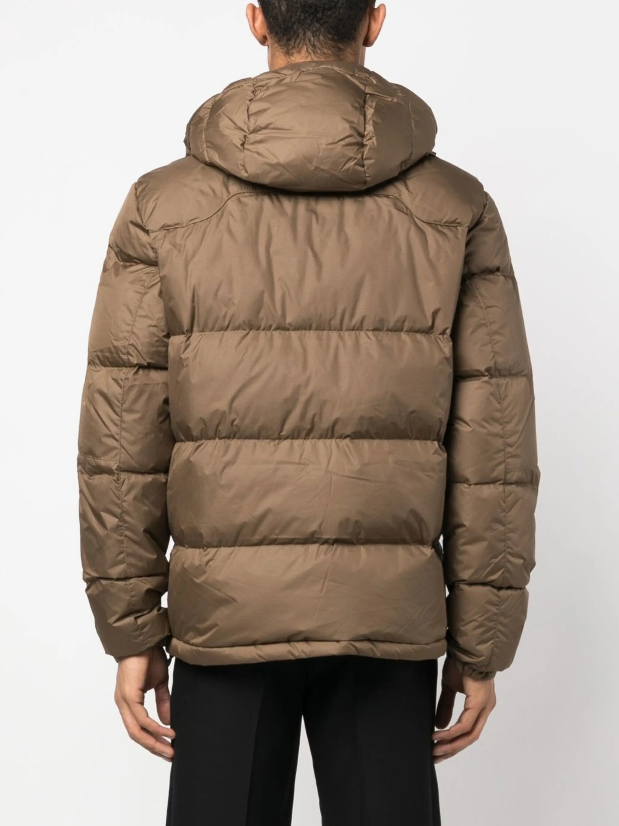 logo-embroidered down puffer jacket
