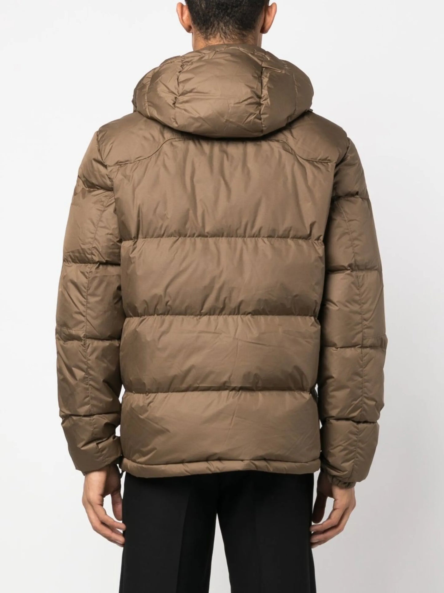 logo-embroidered down puffer jacket