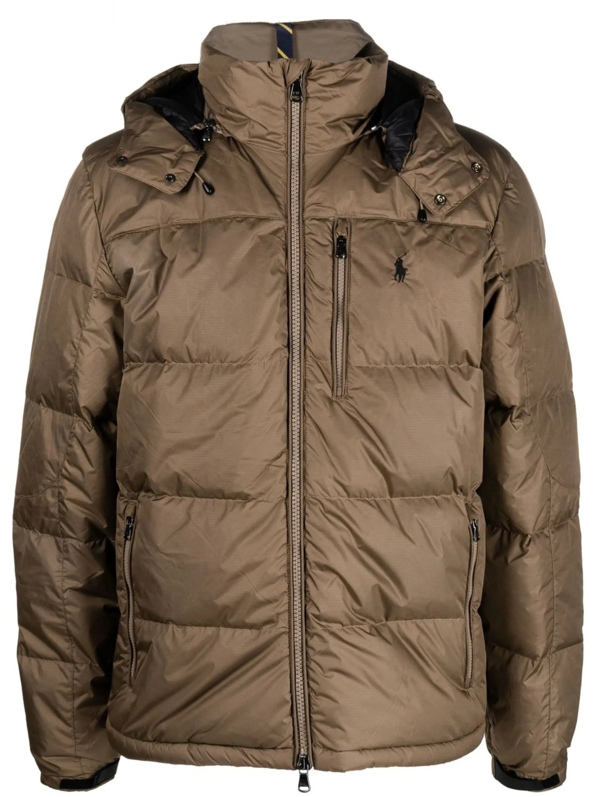 logo-embroidered down puffer jacket