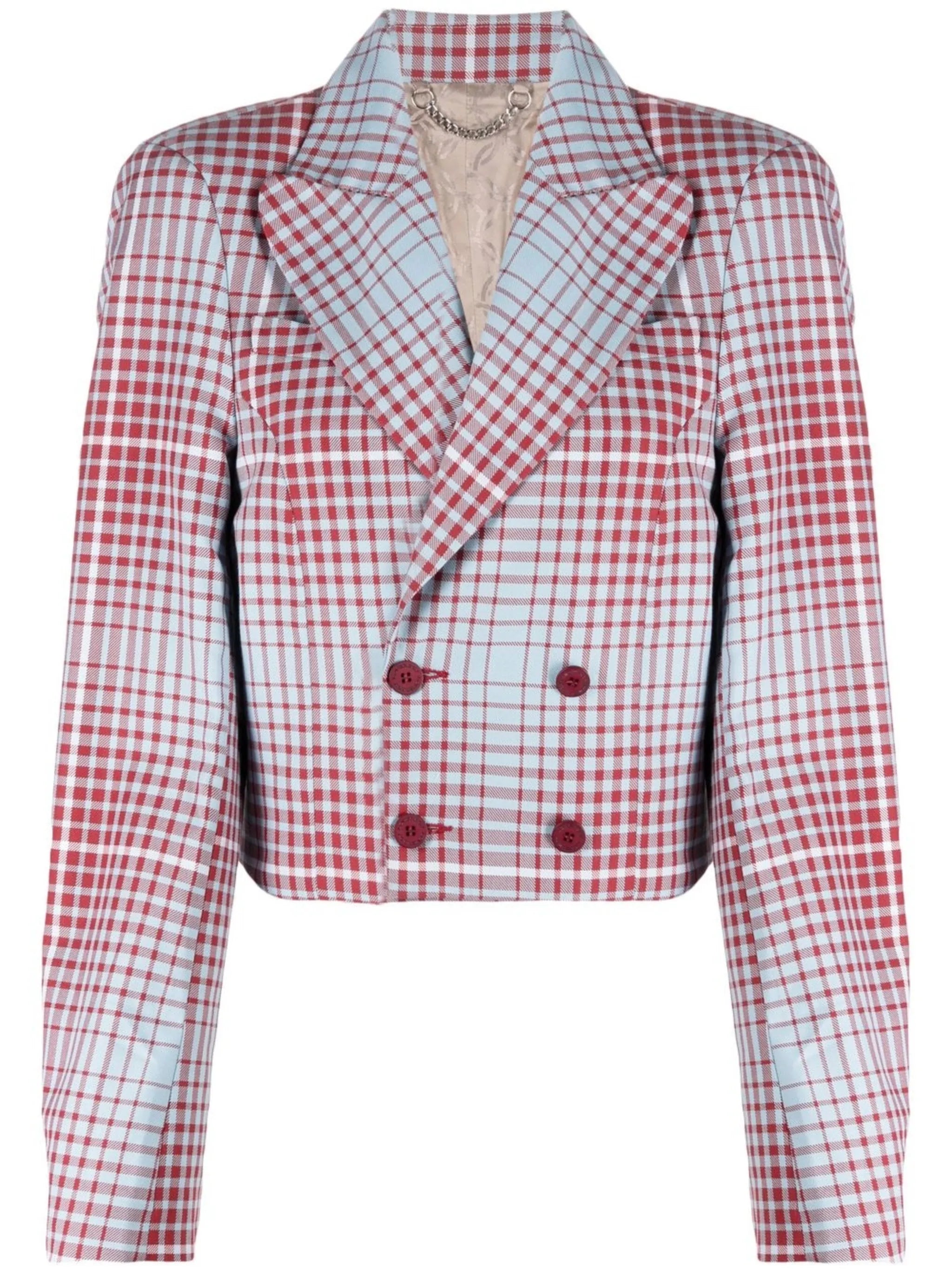 Forward Shoulder tartan cropped blazer