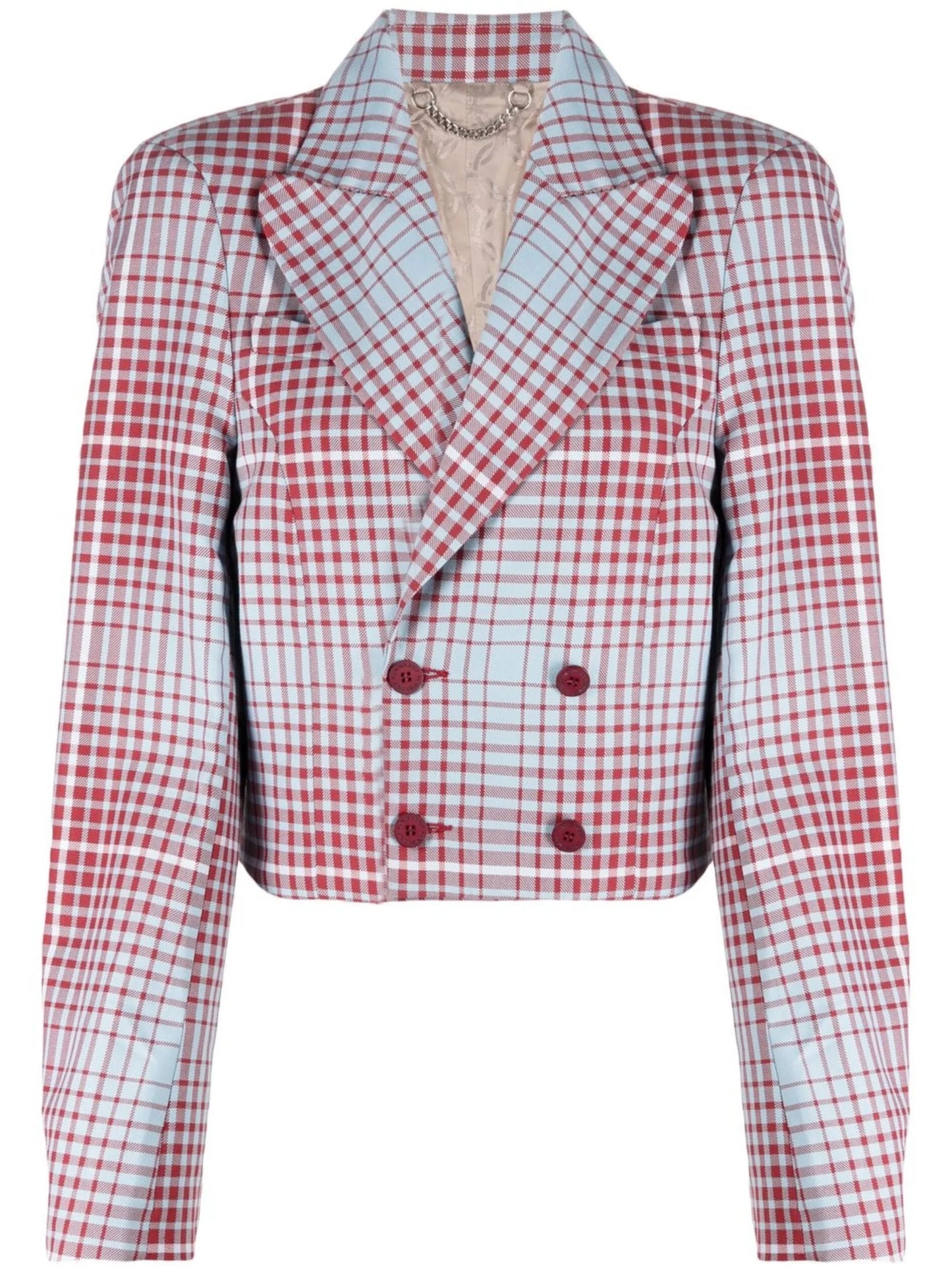 Forward Shoulder tartan cropped blazer