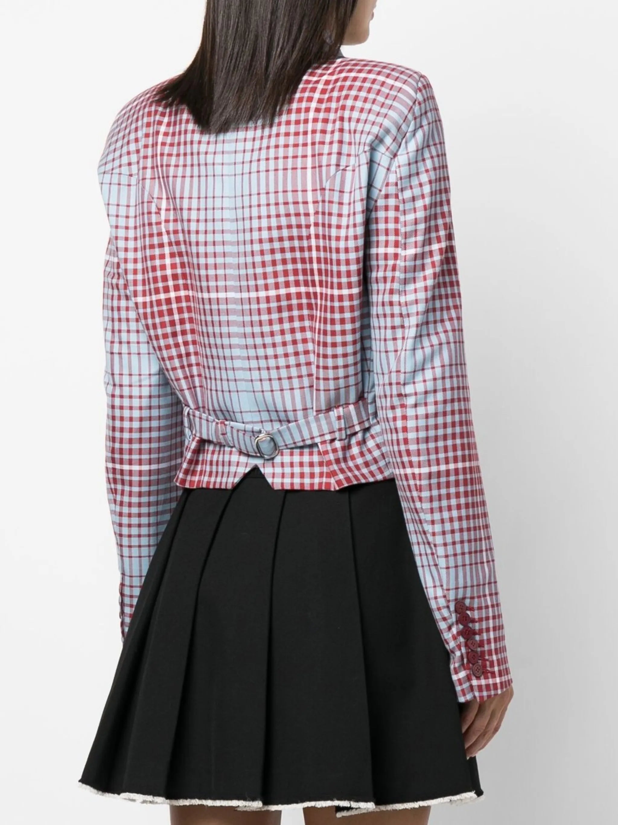 Forward Shoulder tartan cropped blazer