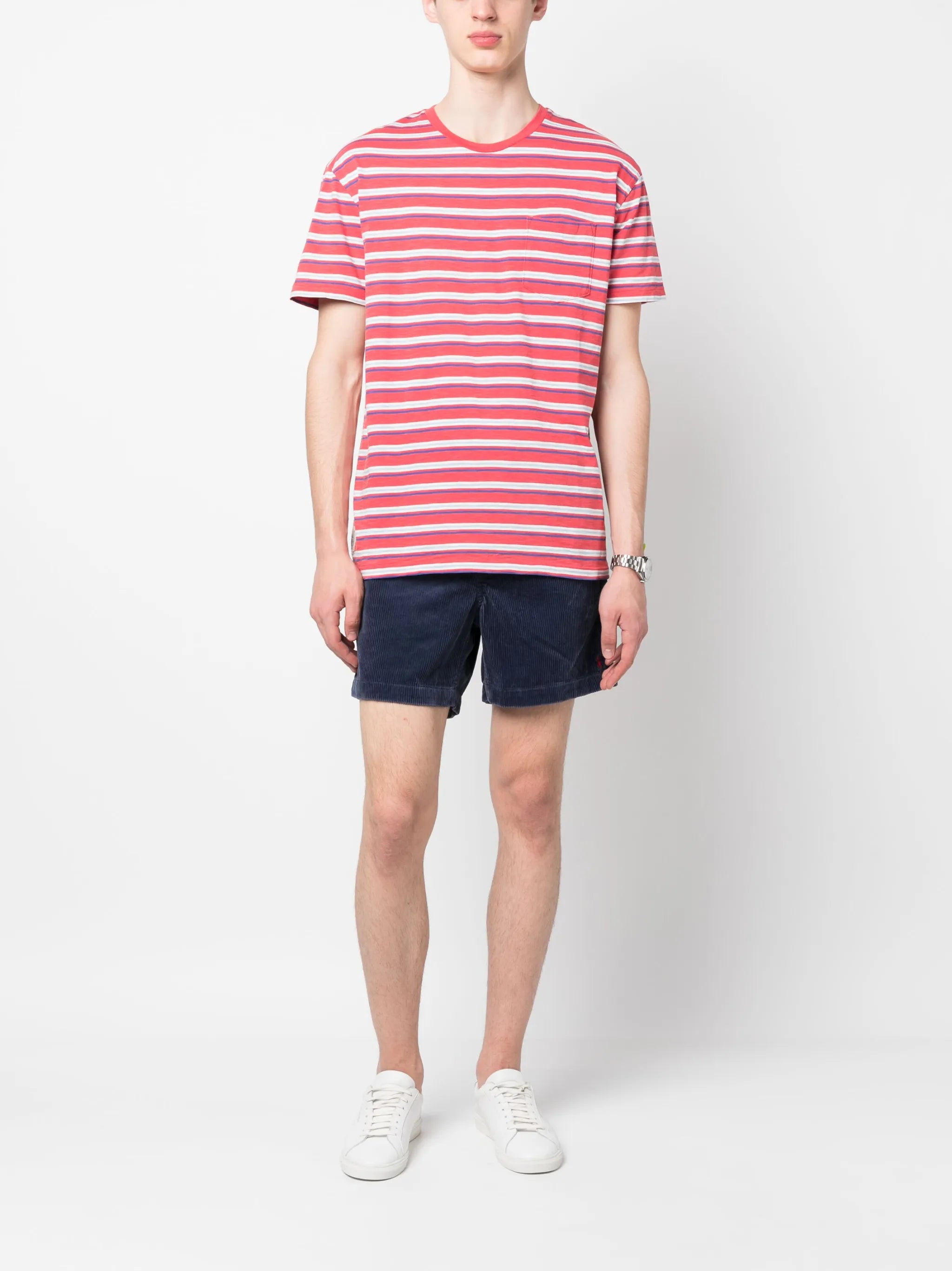corduroy drawstring-fastening shorts