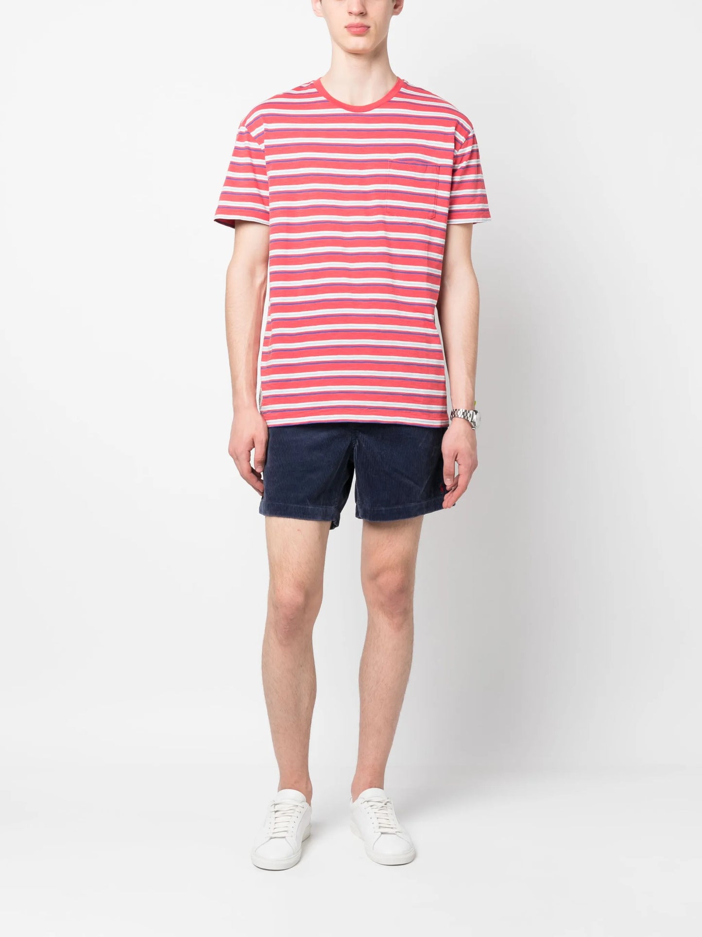 corduroy drawstring-fastening shorts