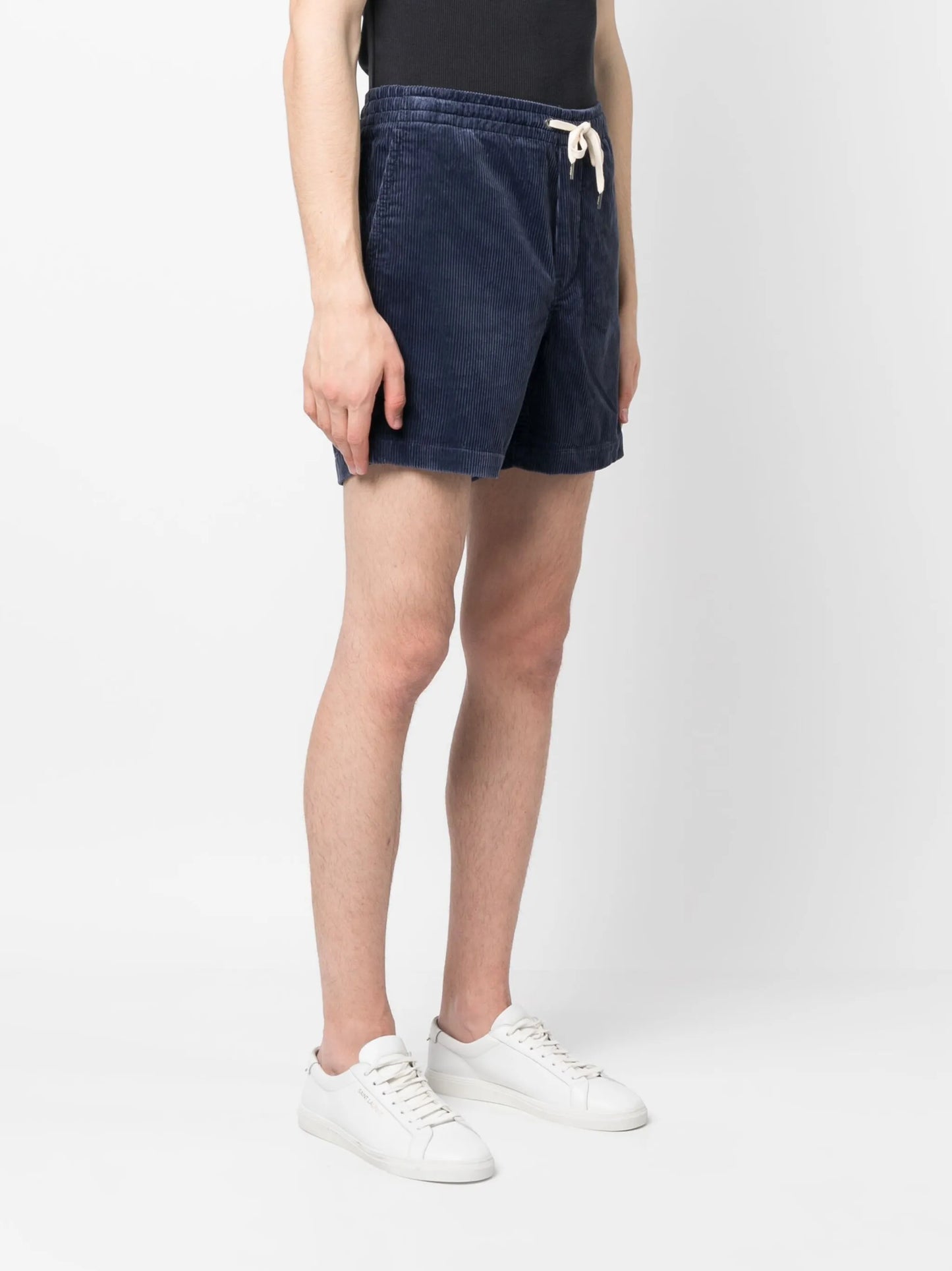 corduroy drawstring-fastening shorts
