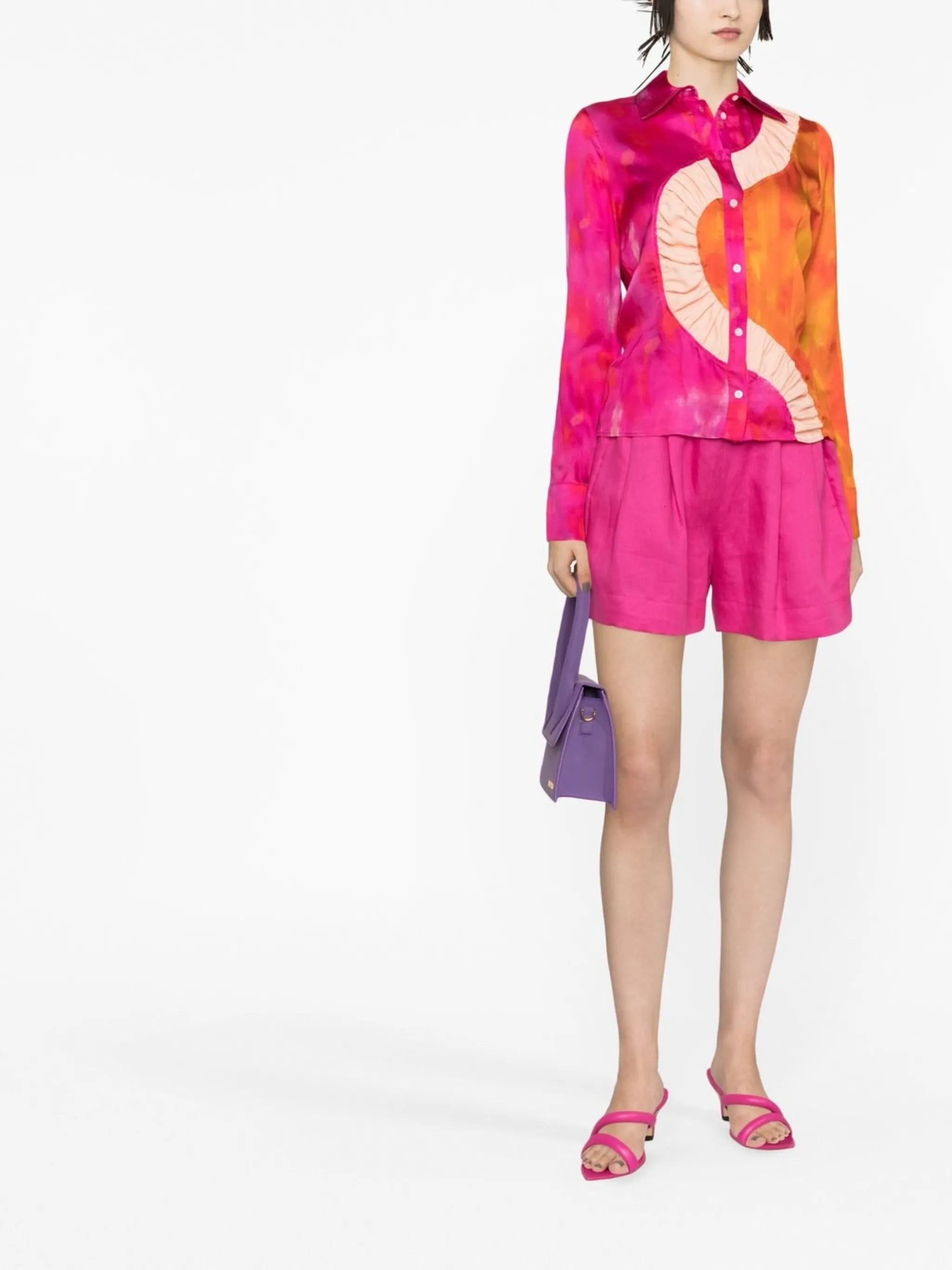 watercolour-effect colour-block blouse