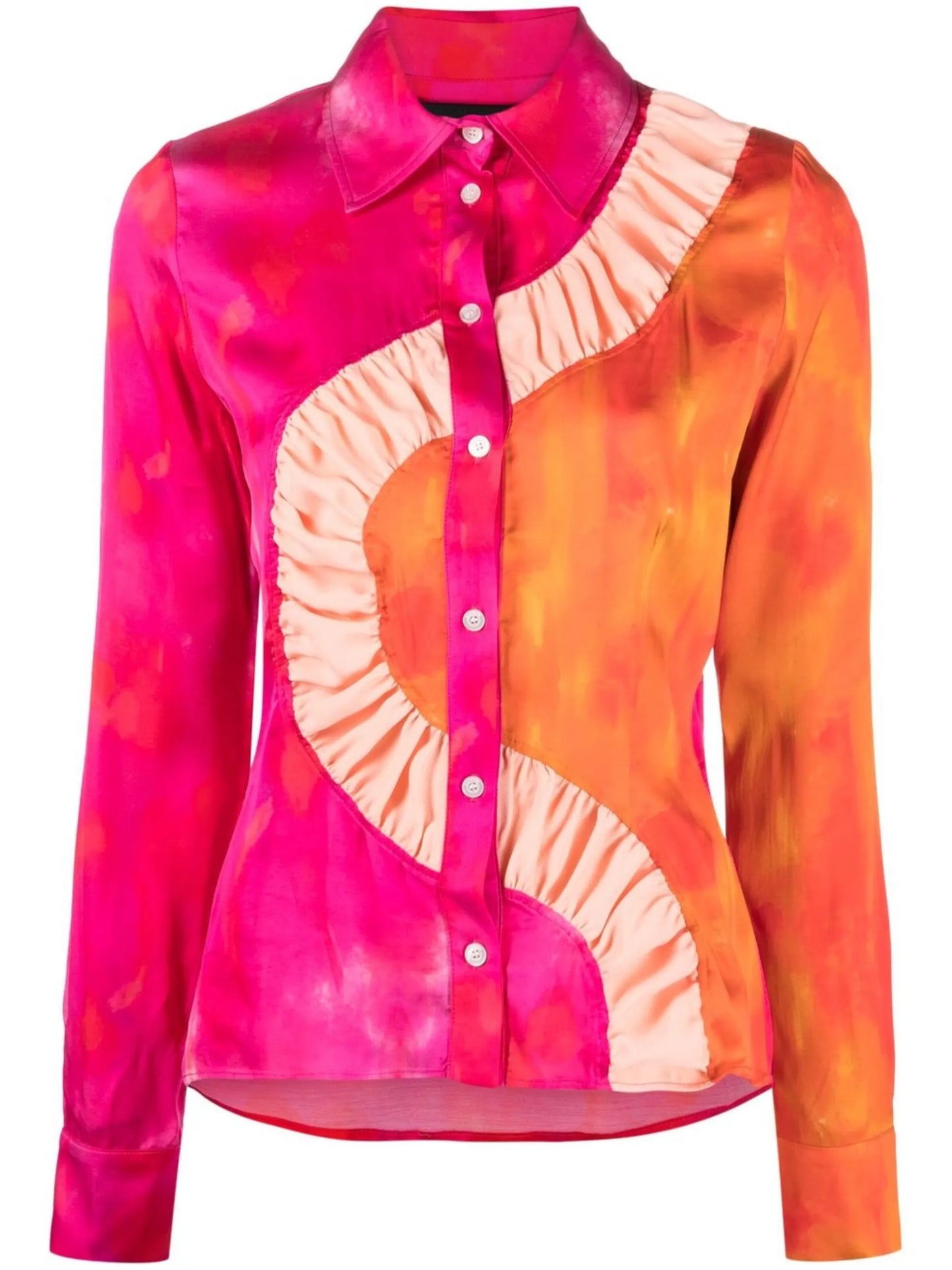 watercolour-effect colour-block blouse