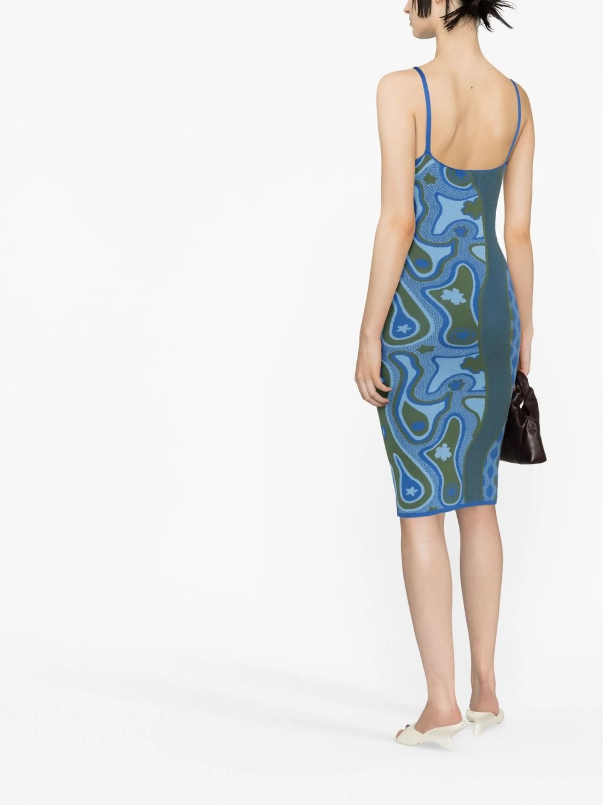 graphic-print fitted dress