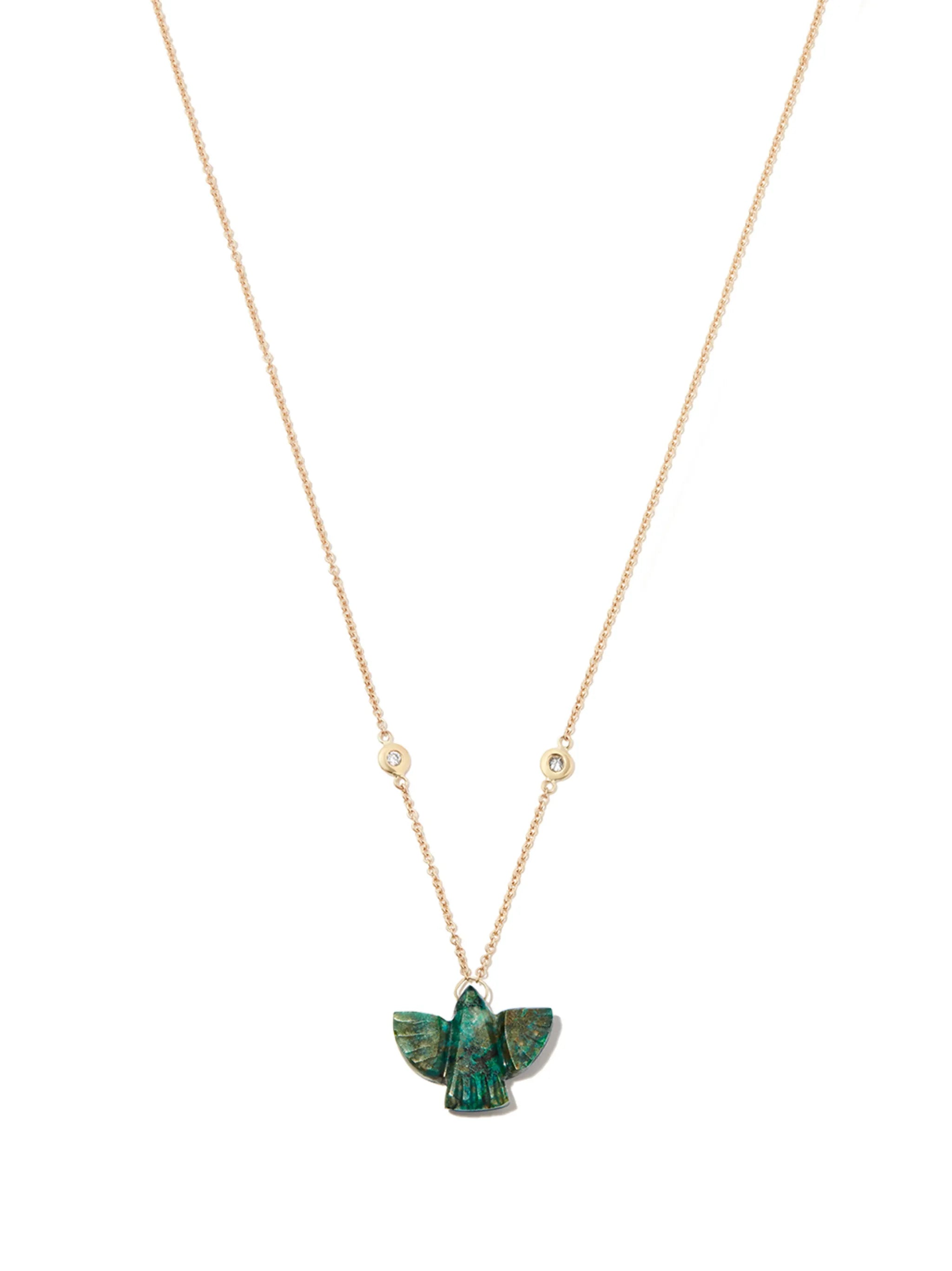 14kt yellow gold Baby Chrysocolla jade necklace