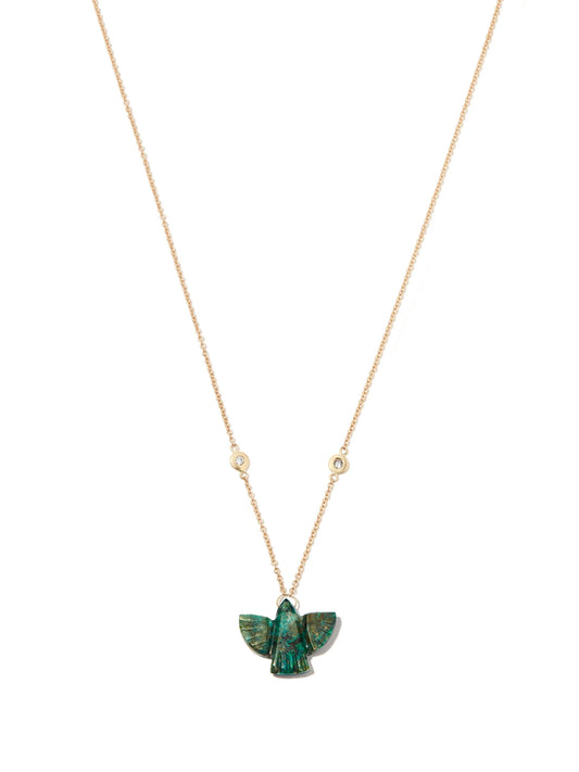 14kt yellow gold Baby Chrysocolla jade necklace