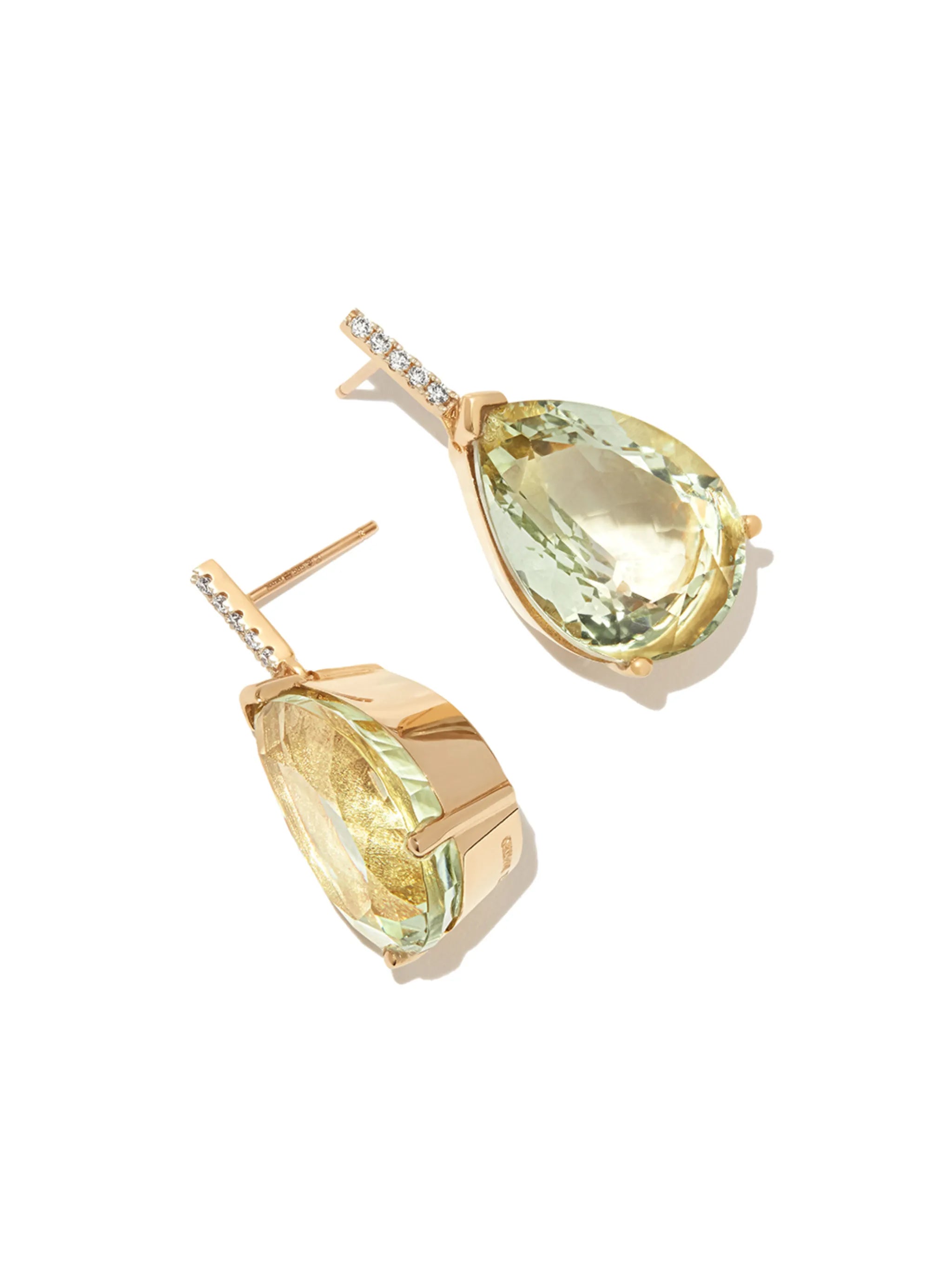 14kt yellow gold amethyst drop earrings