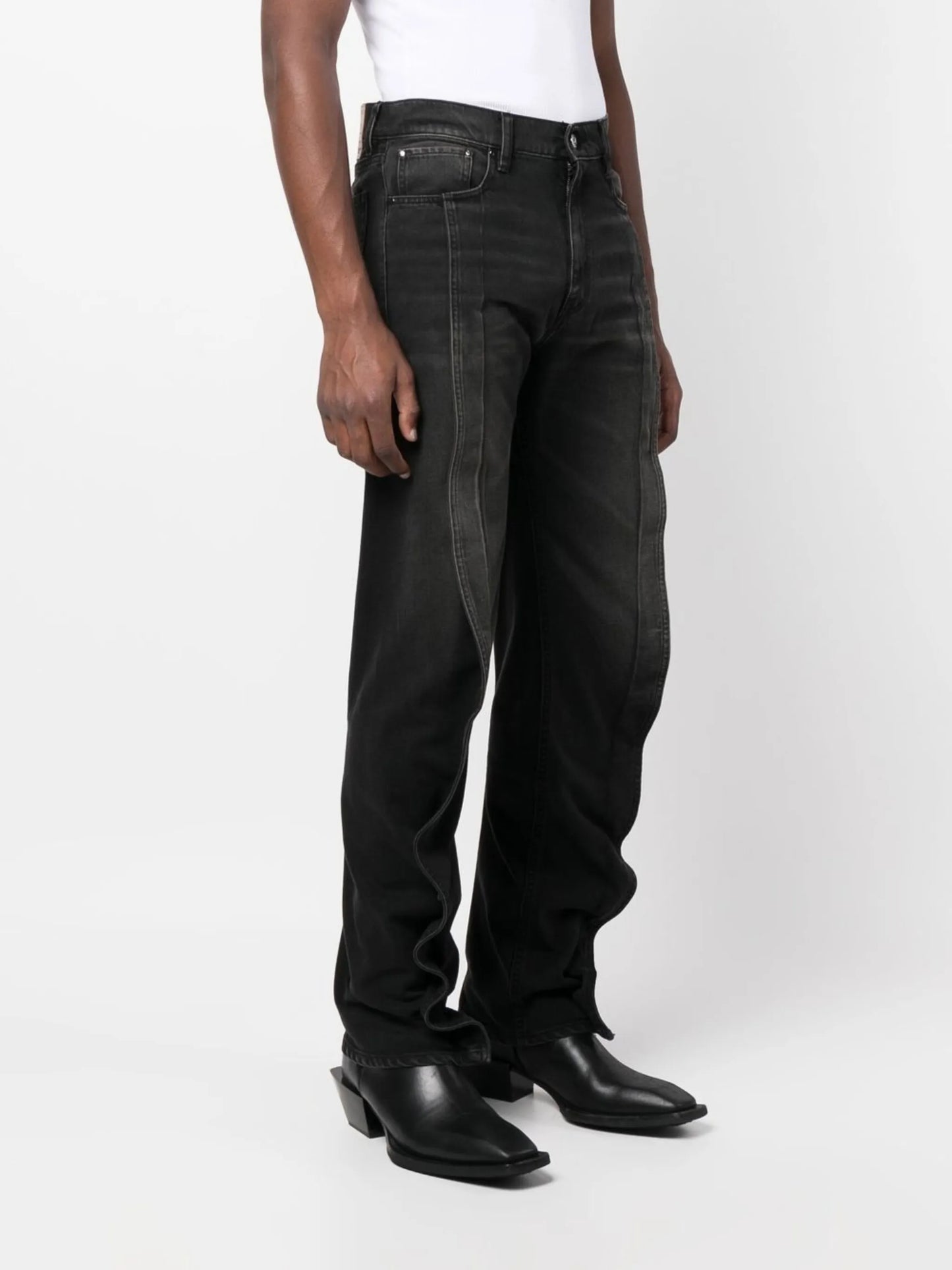 frilled straight-leg jeans