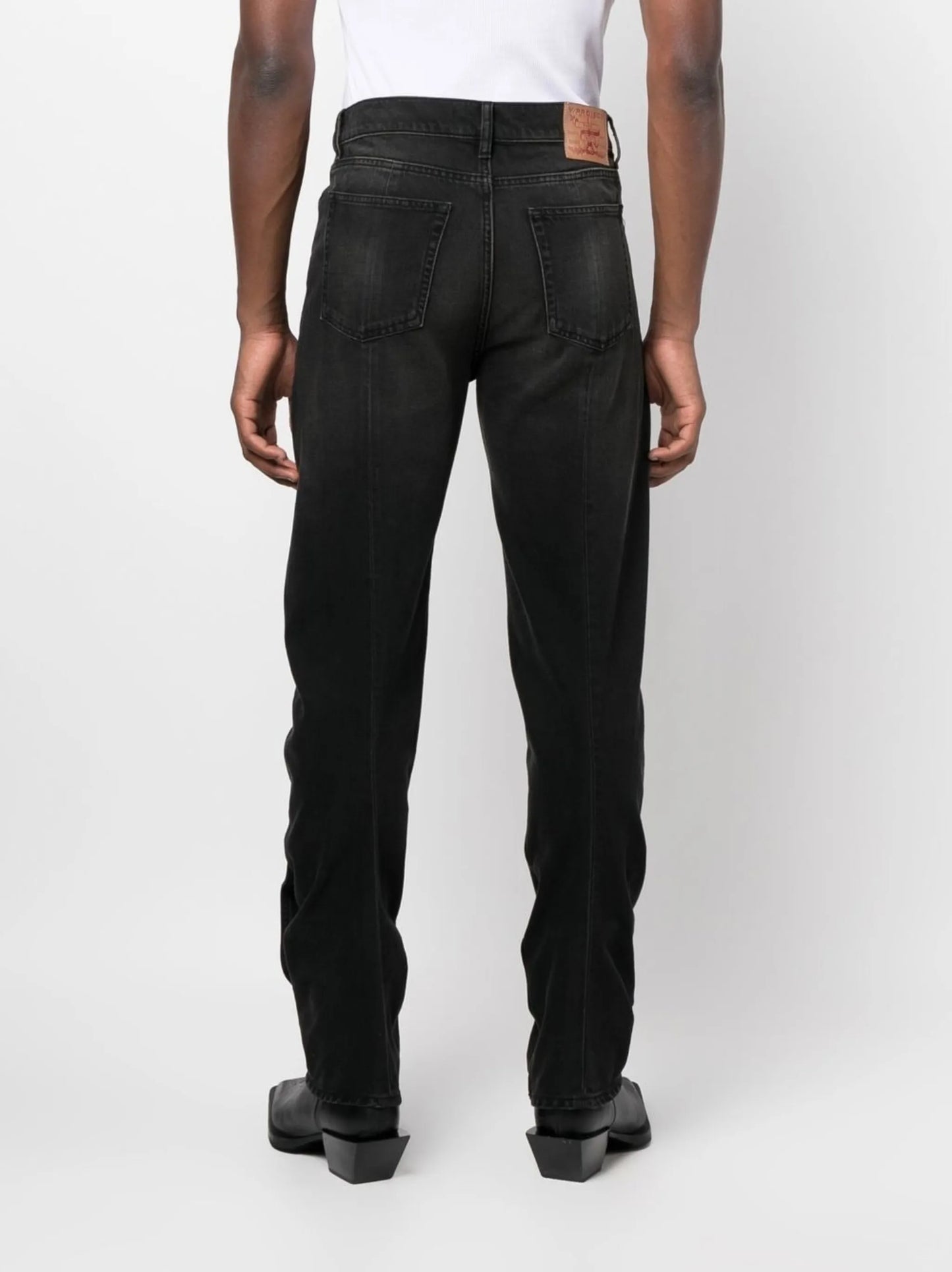 frilled straight-leg jeans