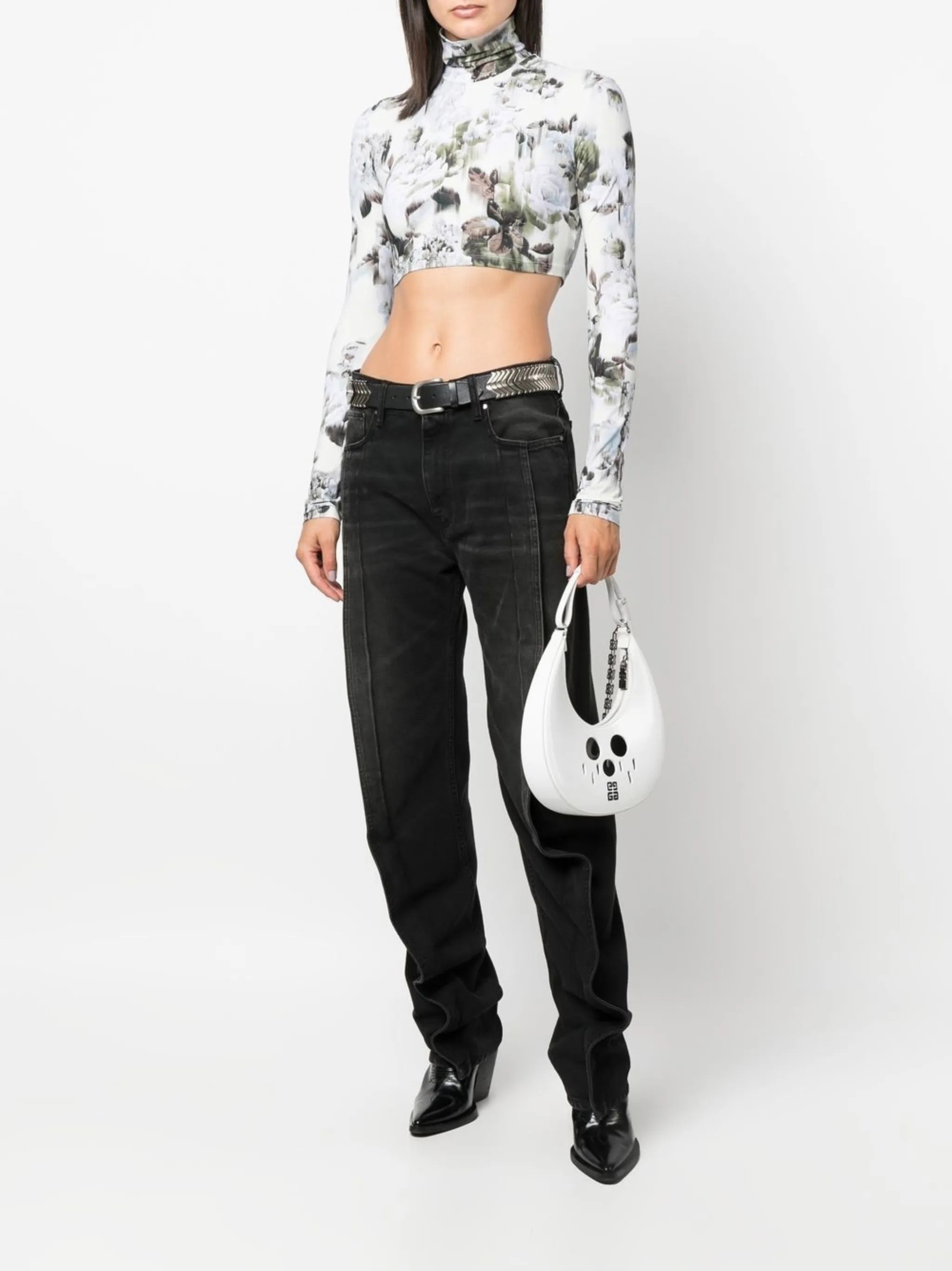frilled straight-leg jeans