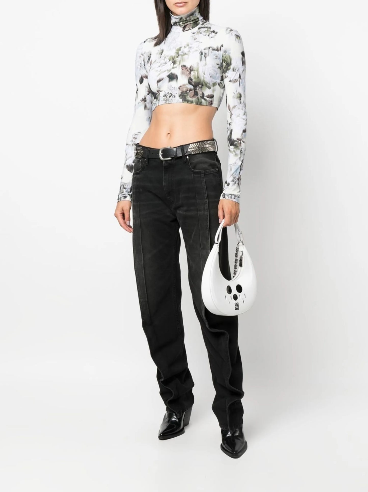 frilled straight-leg jeans