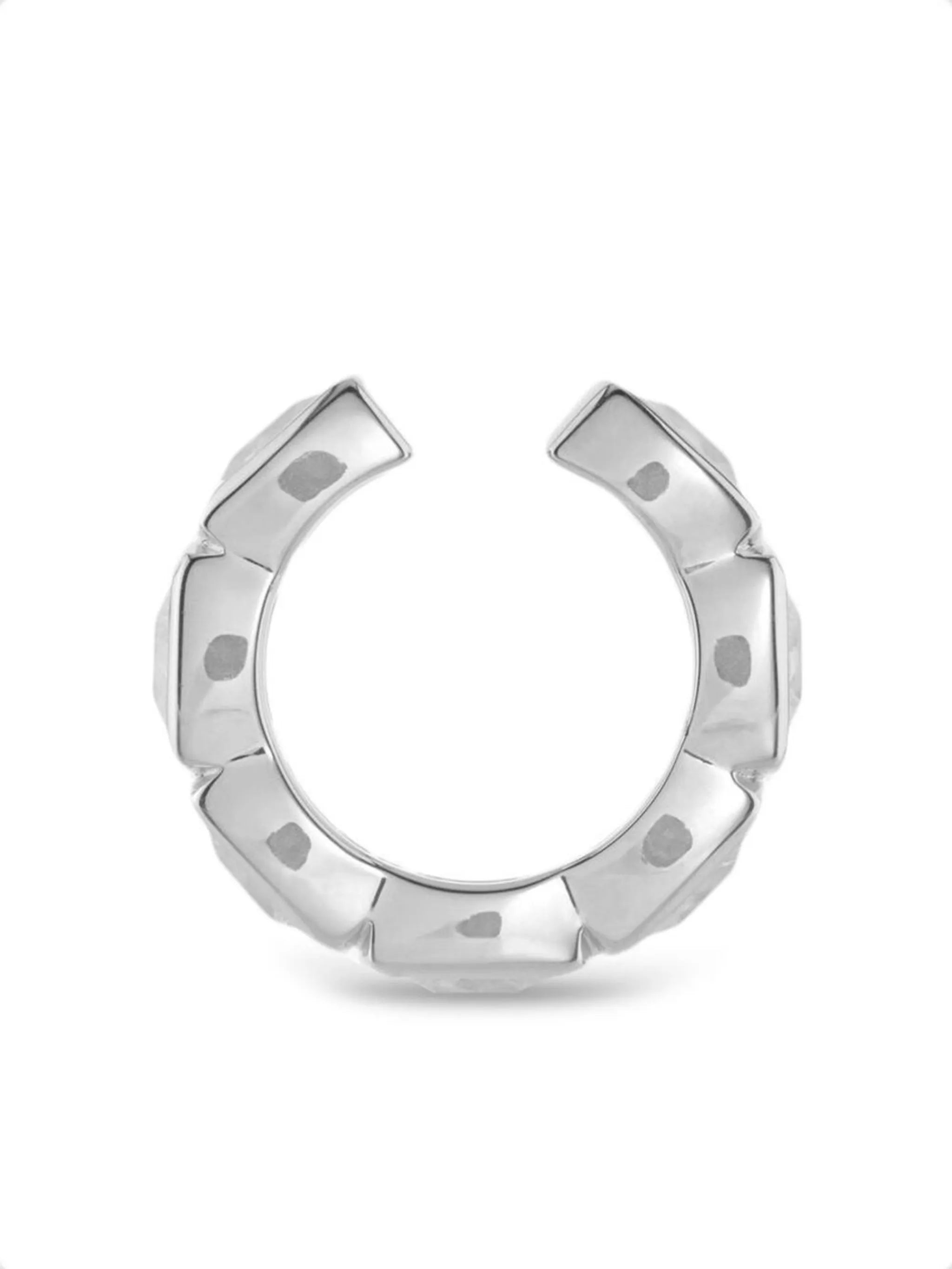 sterling silver Cushion crystal-embellished ear cuff