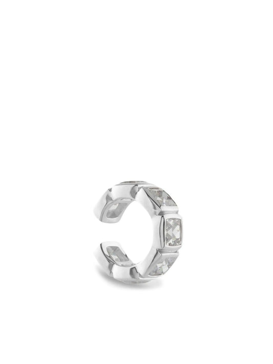 sterling silver Cushion crystal-embellished ear cuff