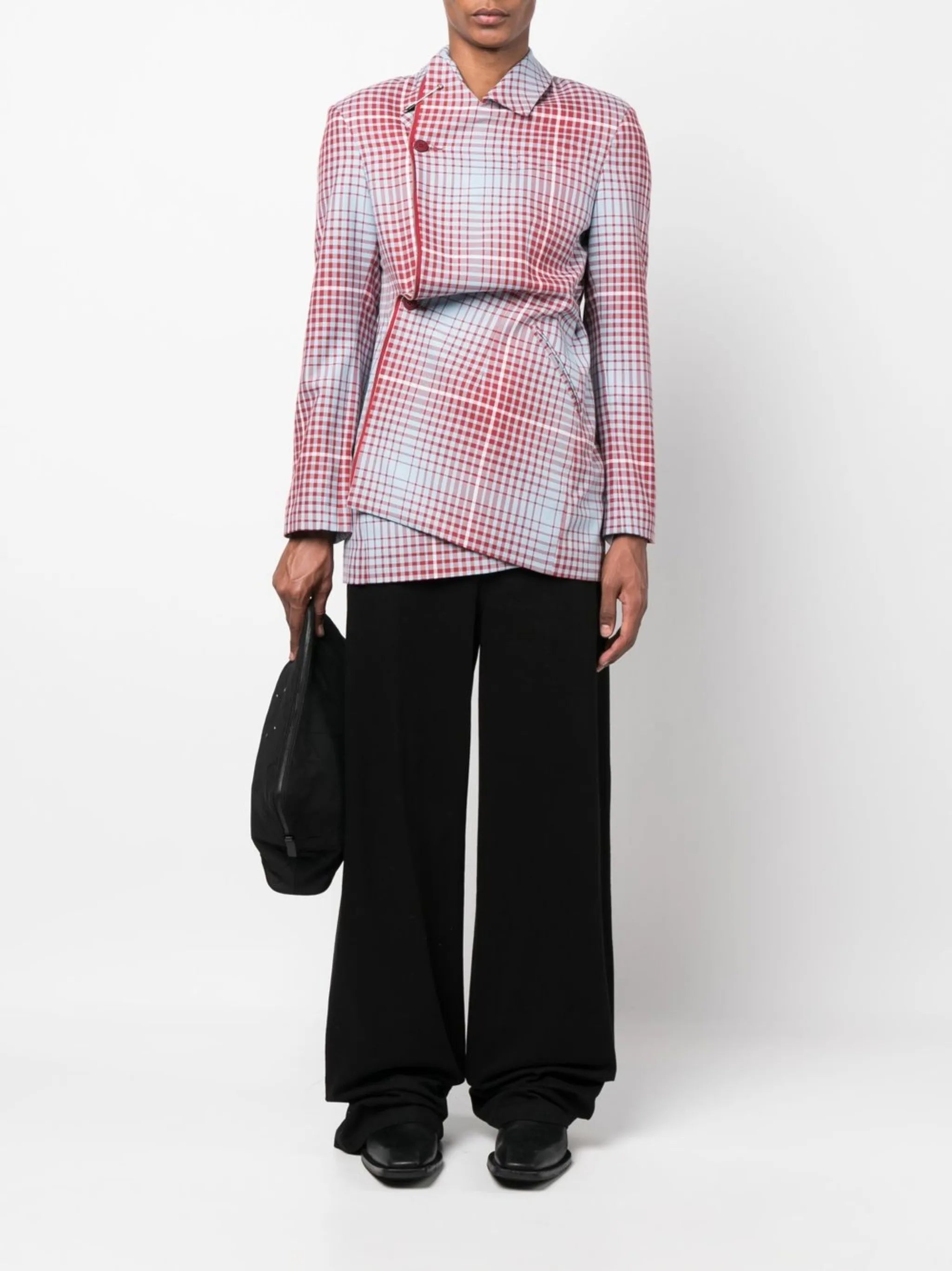 checked single-breasted jacket