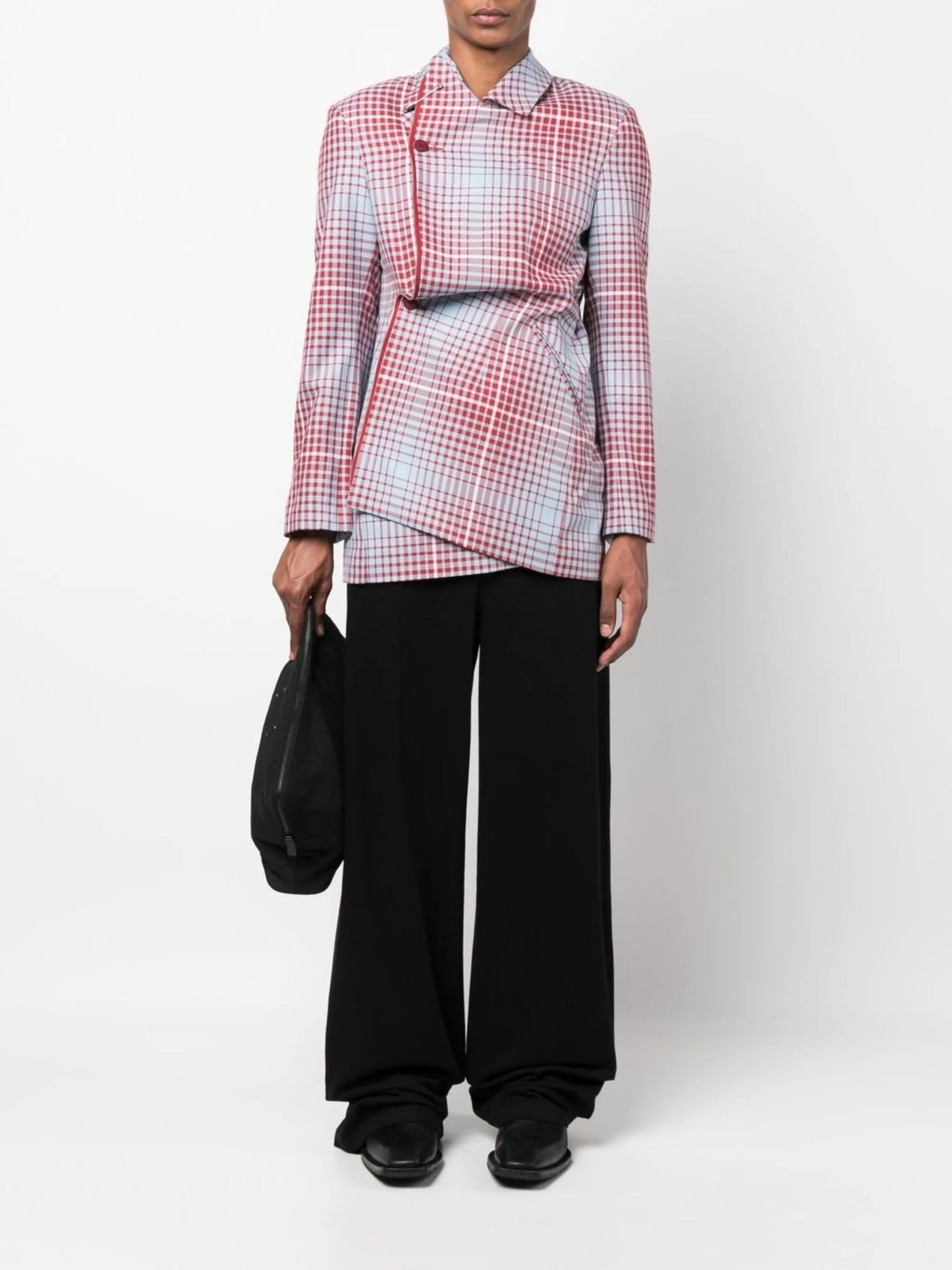 checked single-breasted jacket