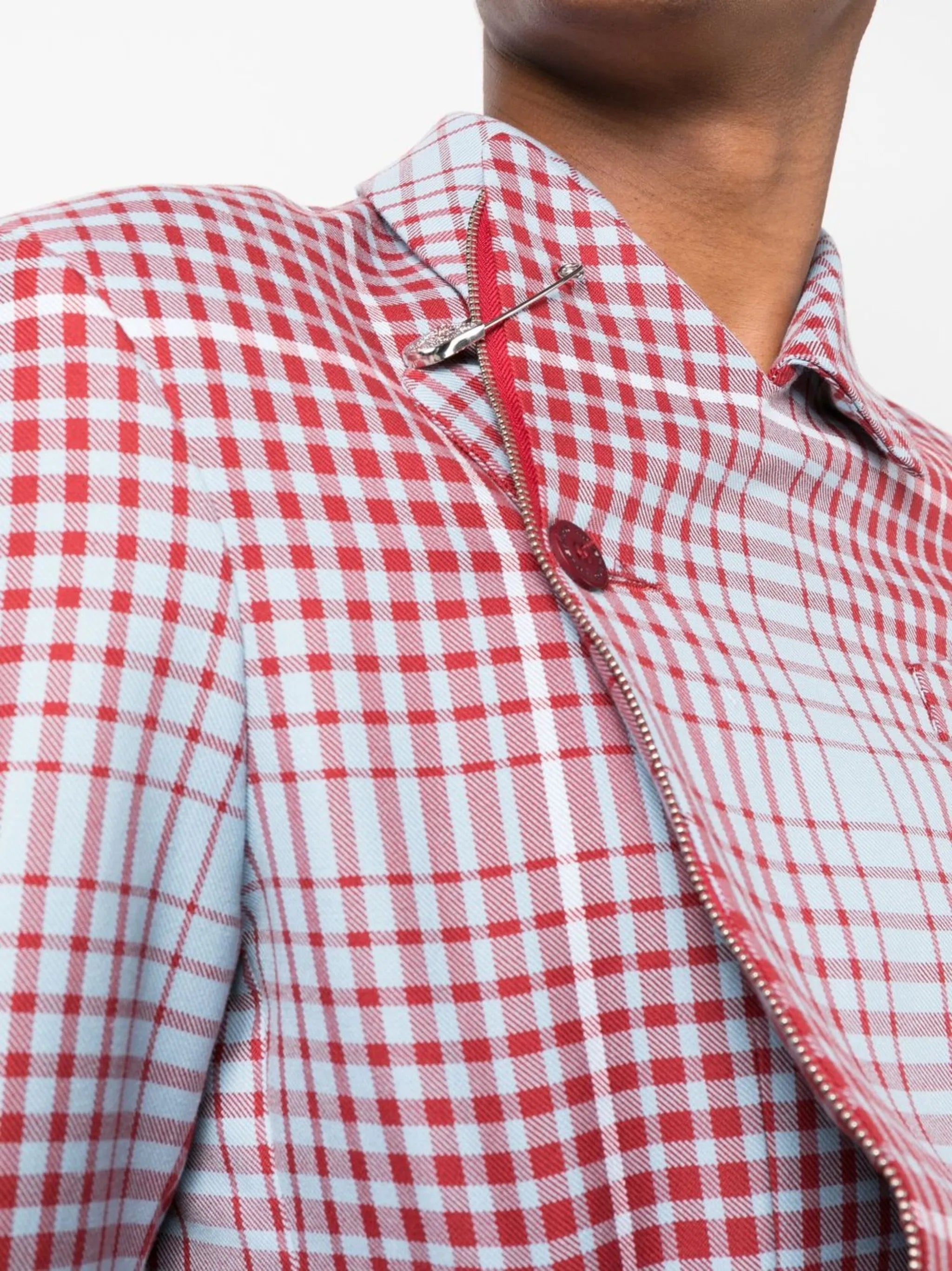 checked single-breasted jacket