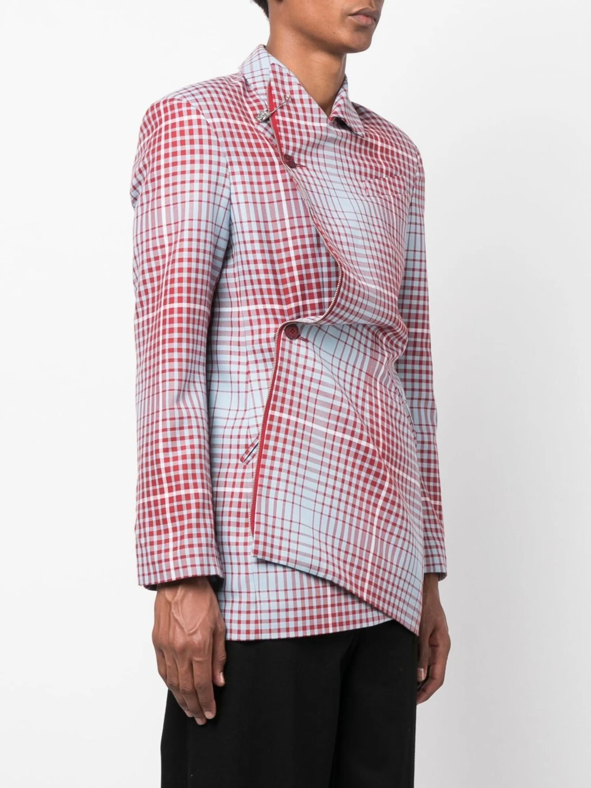 checked single-breasted jacket