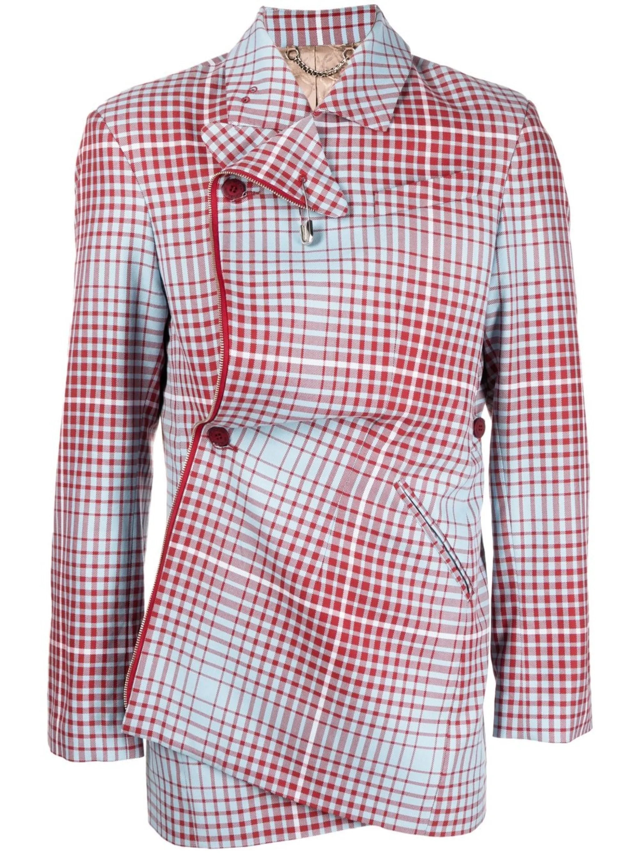 checked single-breasted jacket