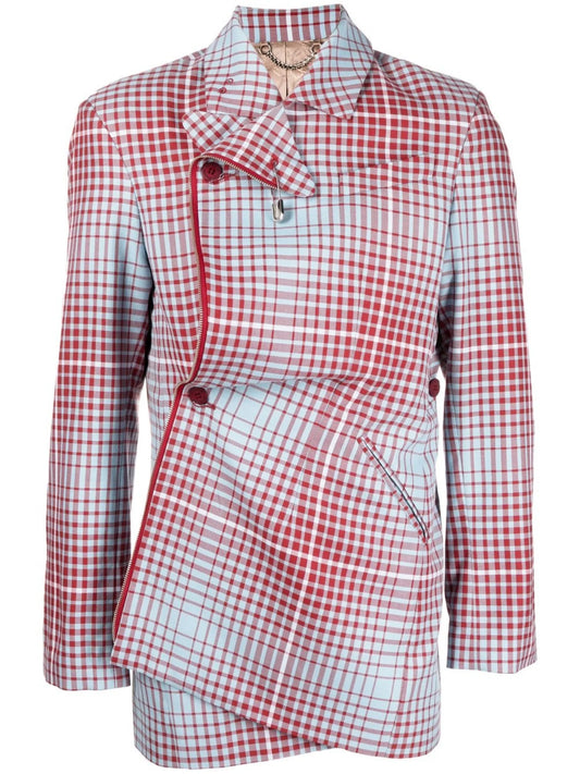 checked single-breasted jacket