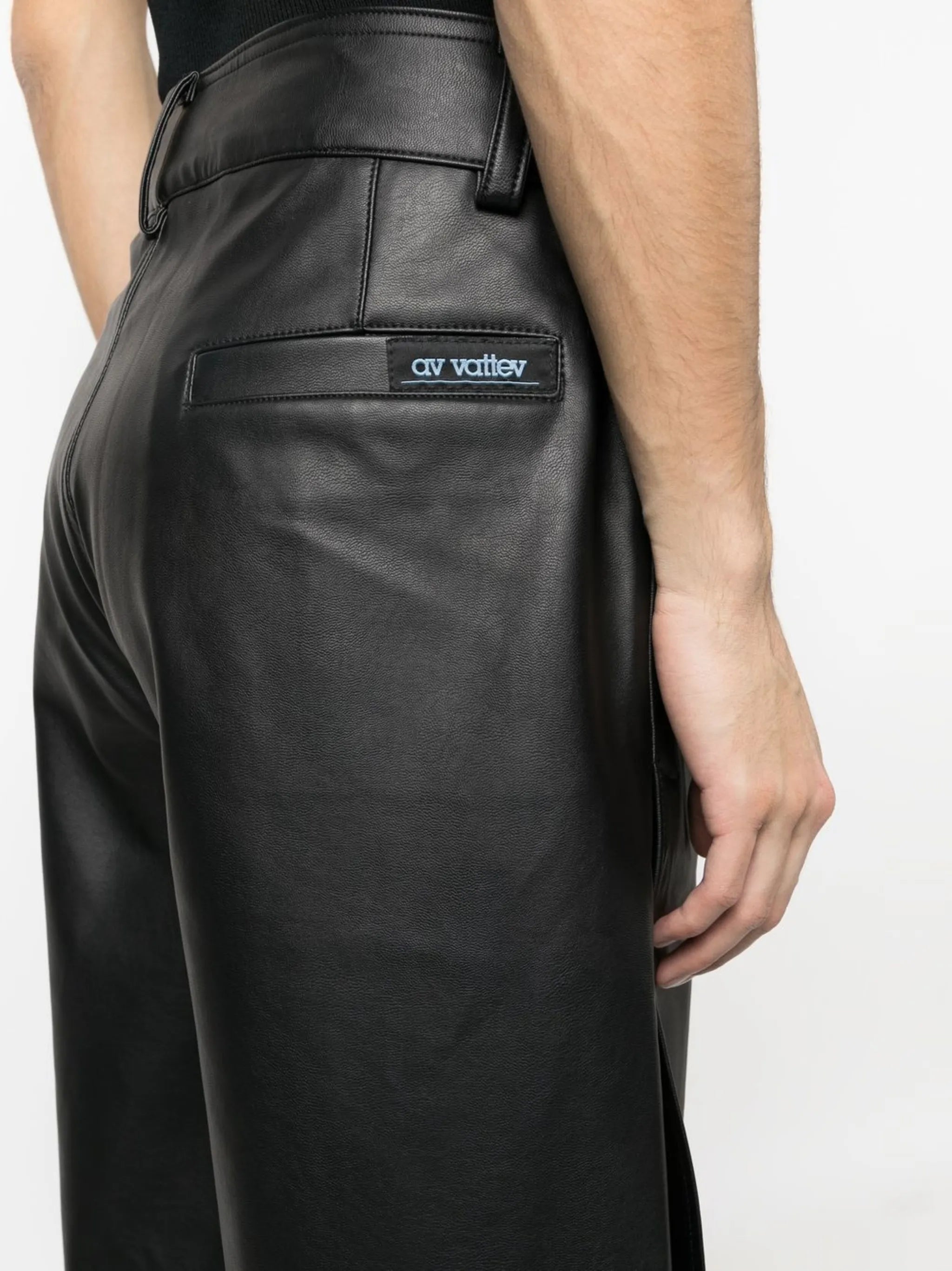 faux-leather A-line shorts