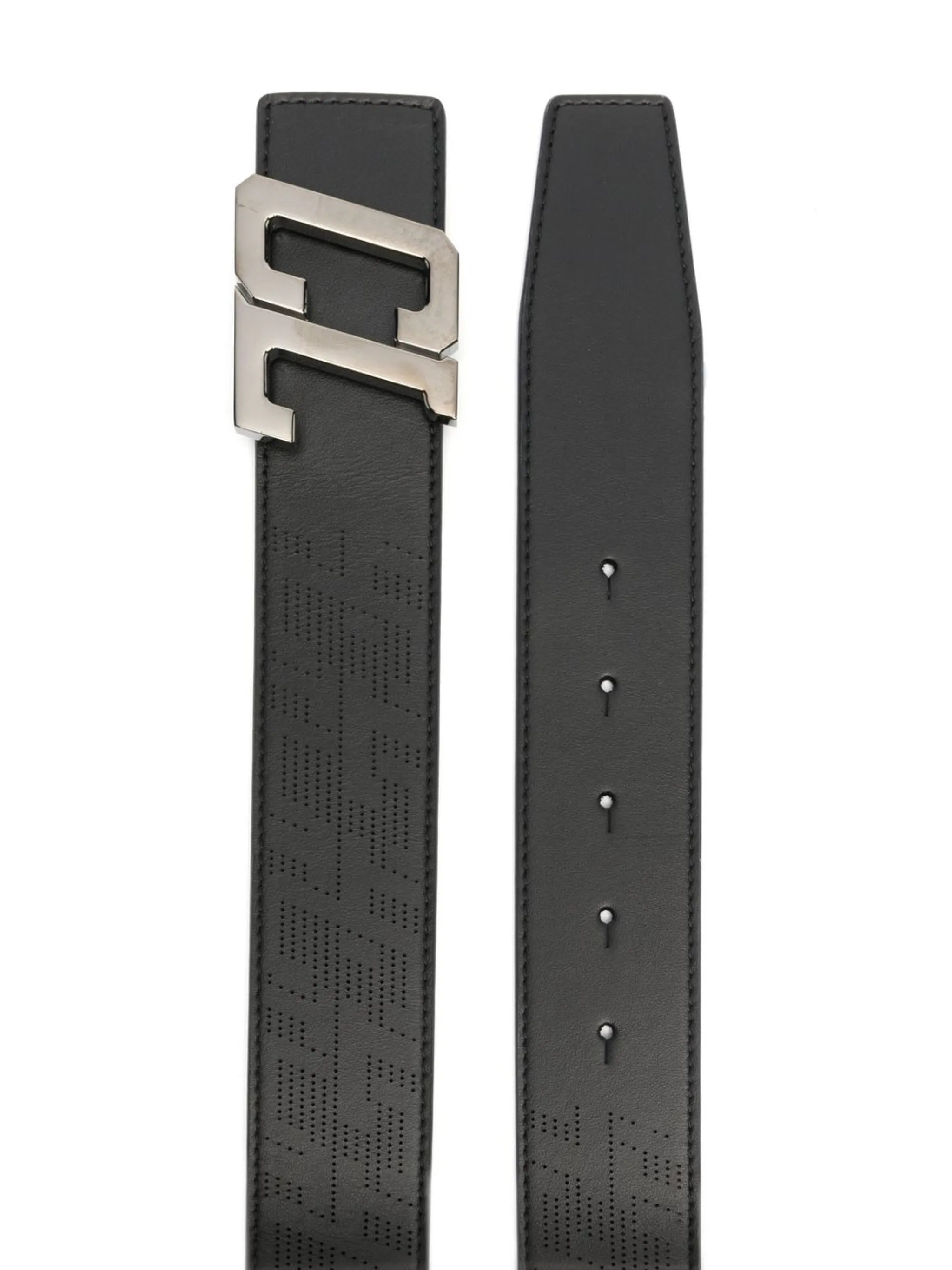 monogram-buckle leather belt