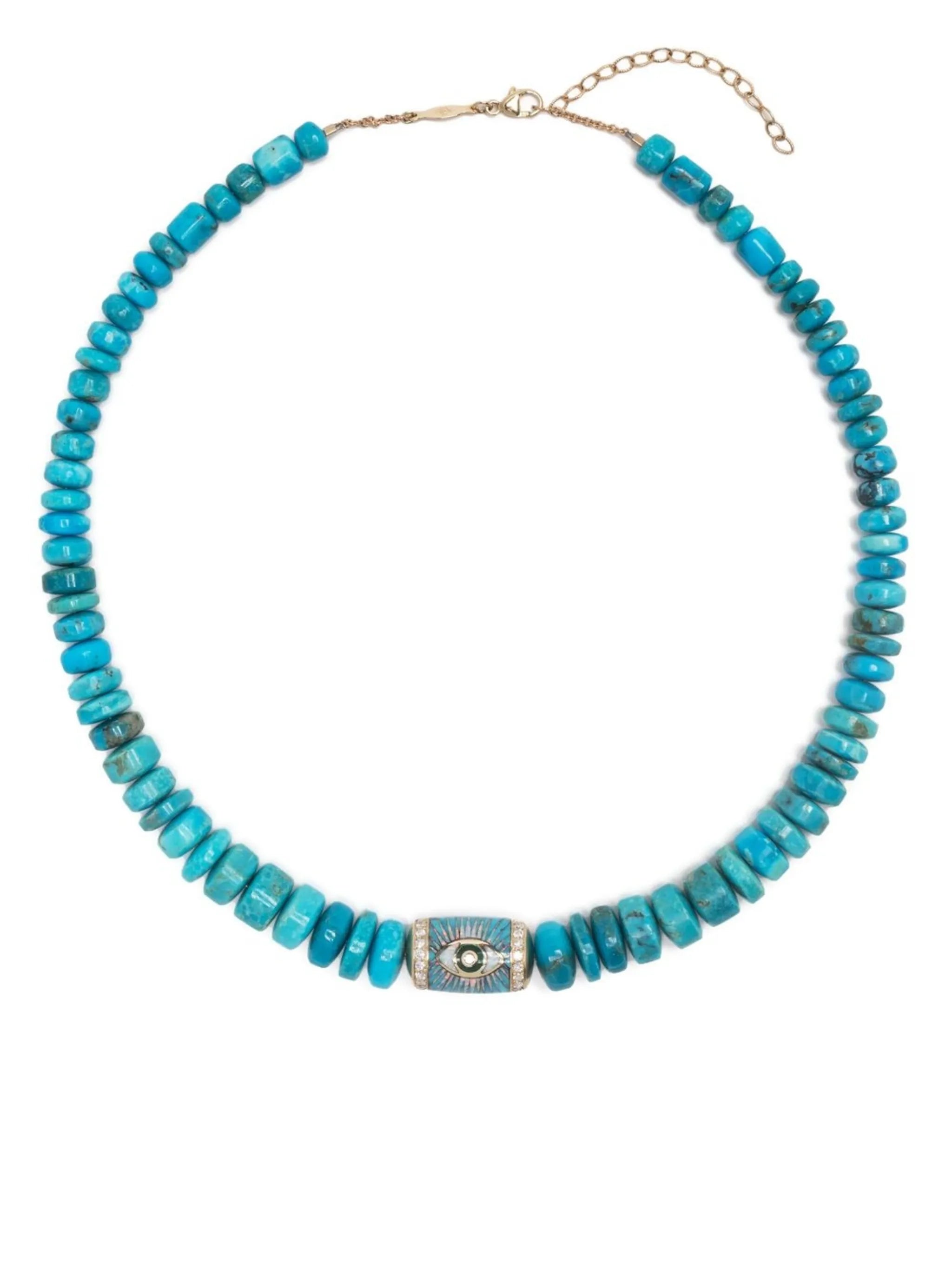Sunshine Eye opal and turquoise beaded necklace