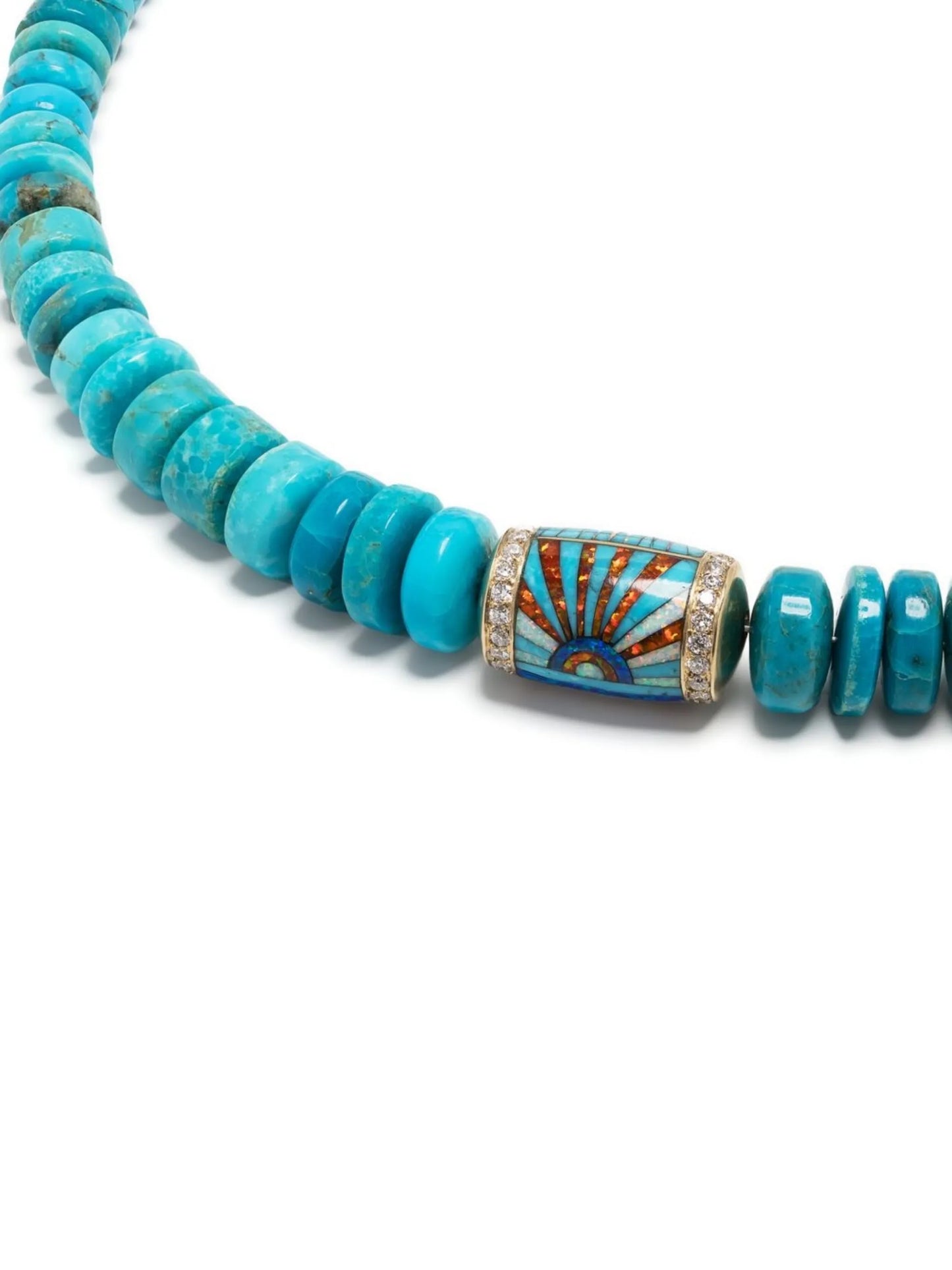 Sunshine Eye opal and turquoise beaded necklace