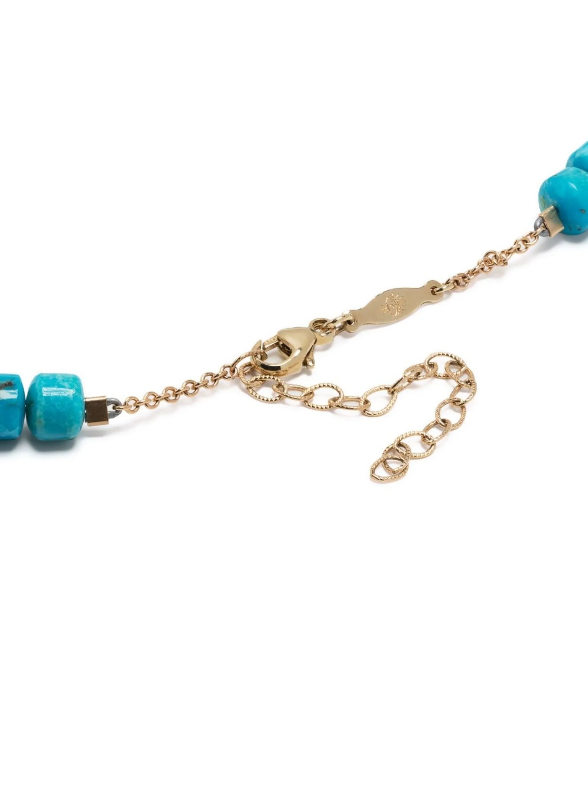 Sunshine Eye opal and turquoise beaded necklace