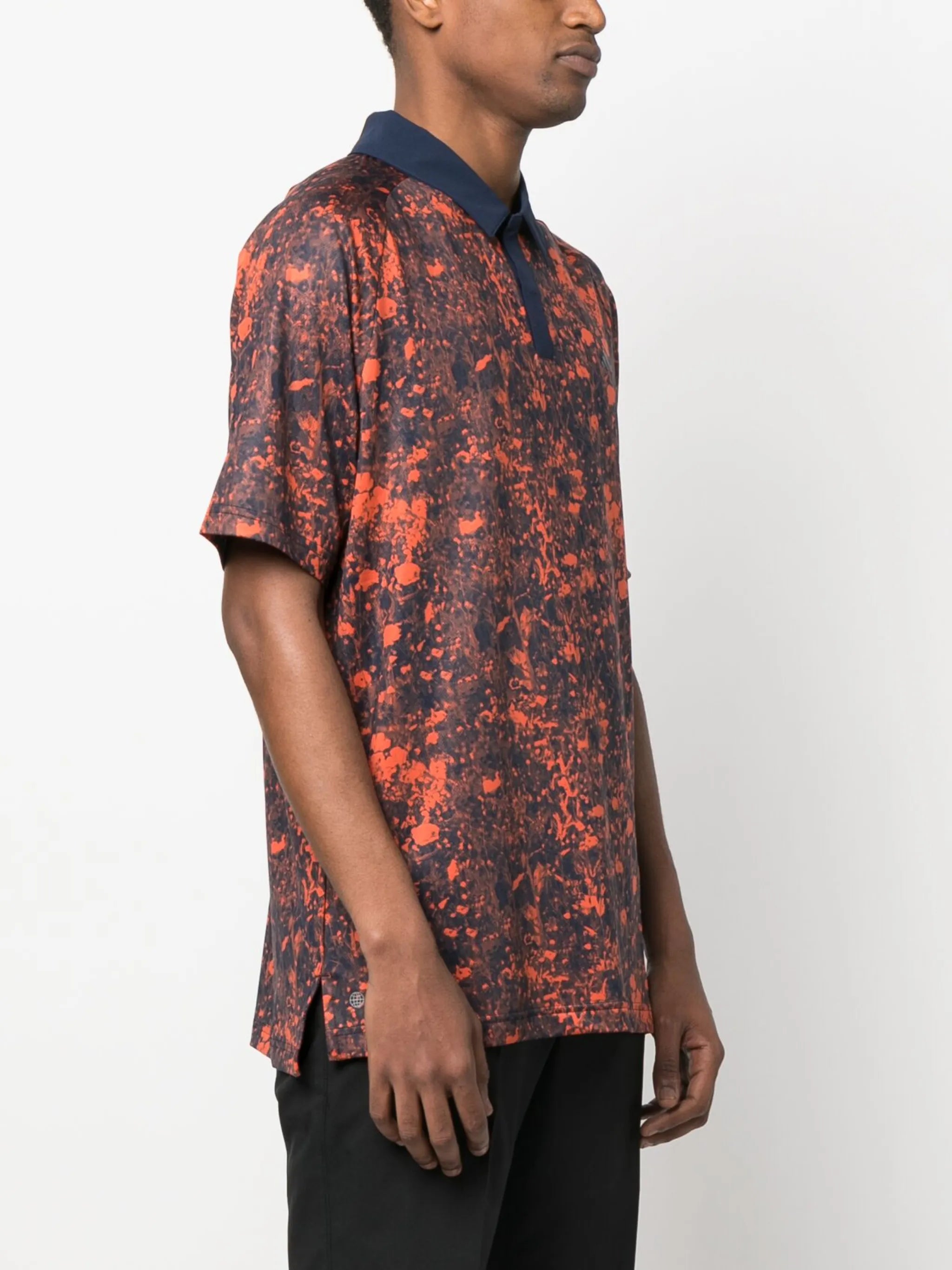 abstract-print polo shirt
