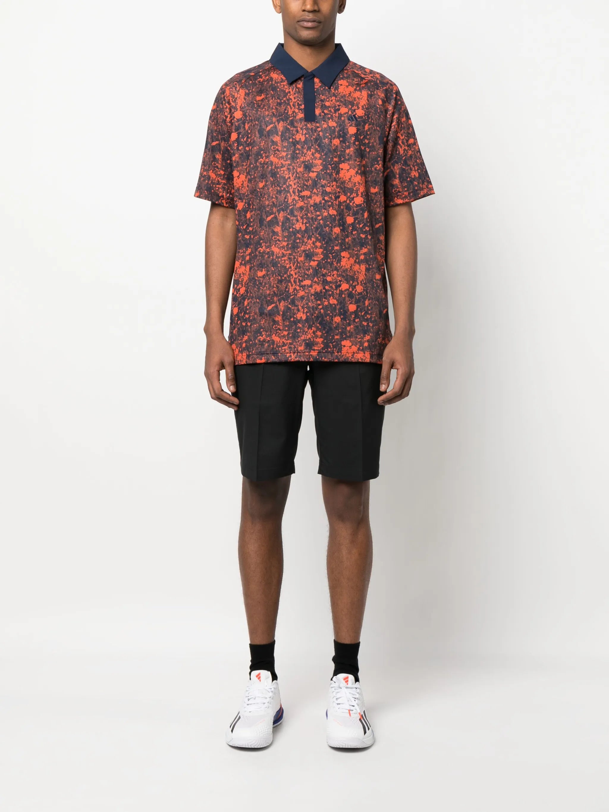 abstract-print polo shirt