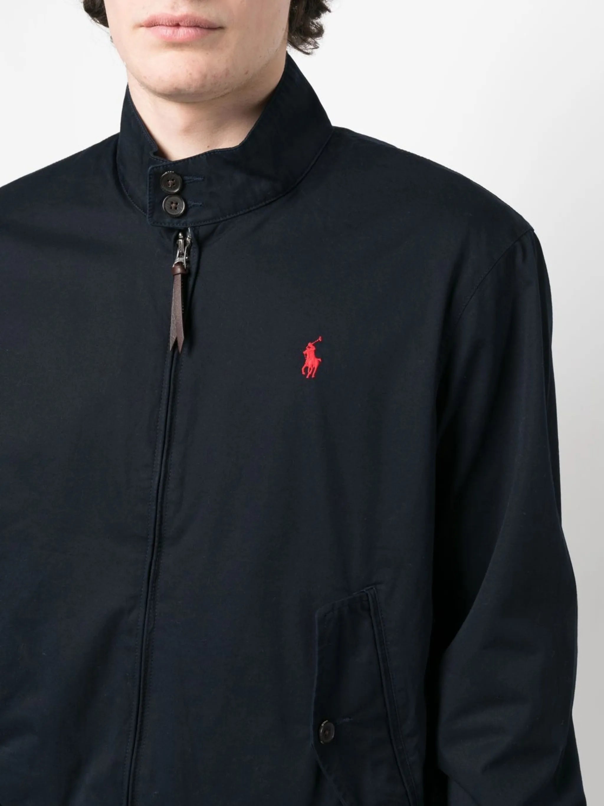 embroidered-logo lined windbreaker